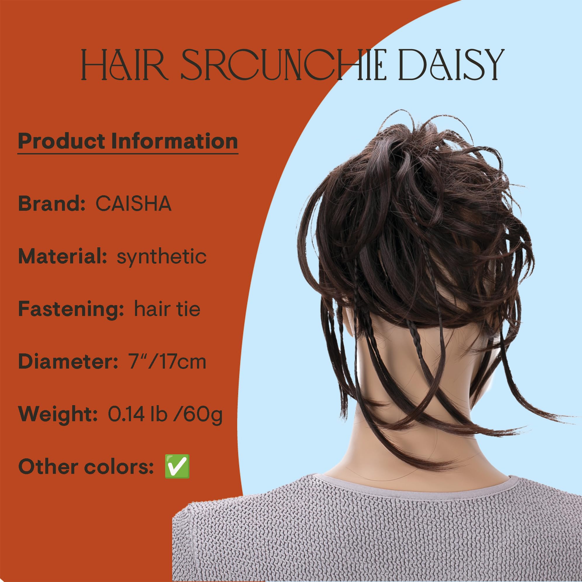 Dark Brown # 2T33 G7D: Prettyshop Hairpiece Hair Rubber Scrunchie Scrunchy Updos Voluminous Wavy Messy Bun Dark Brown # 2T33 G7D