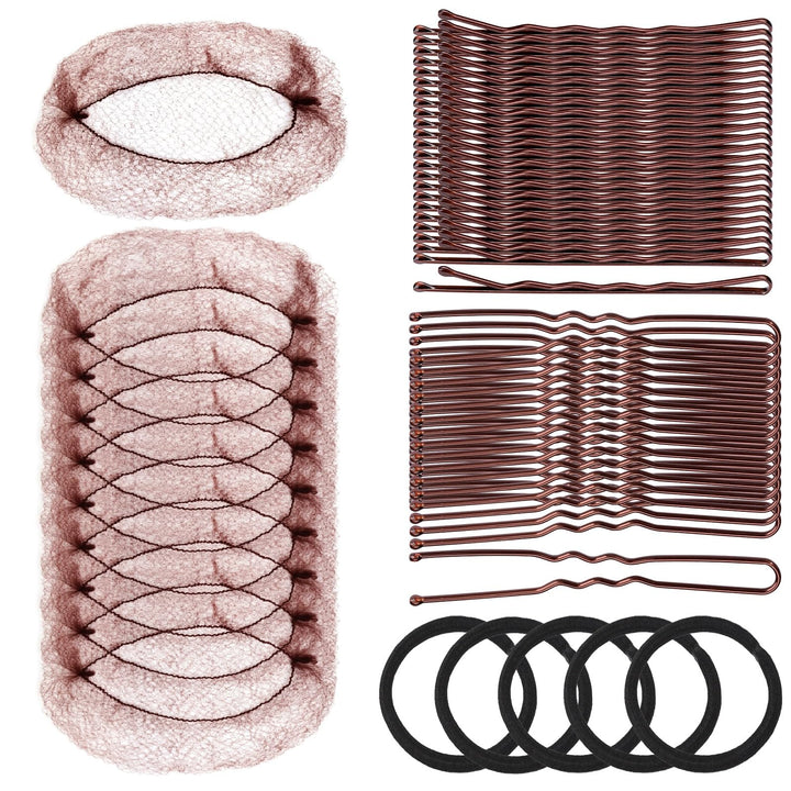 Teenitor 25pcs Mesh Invisible Hair Nets and 20pcs U-shaped Hair Pins, 20 Bobby Pins, 5 Elastic Hair Bands, Ballet Bun Maker and Dance Competitions Hair Styling Tools with Storage Box