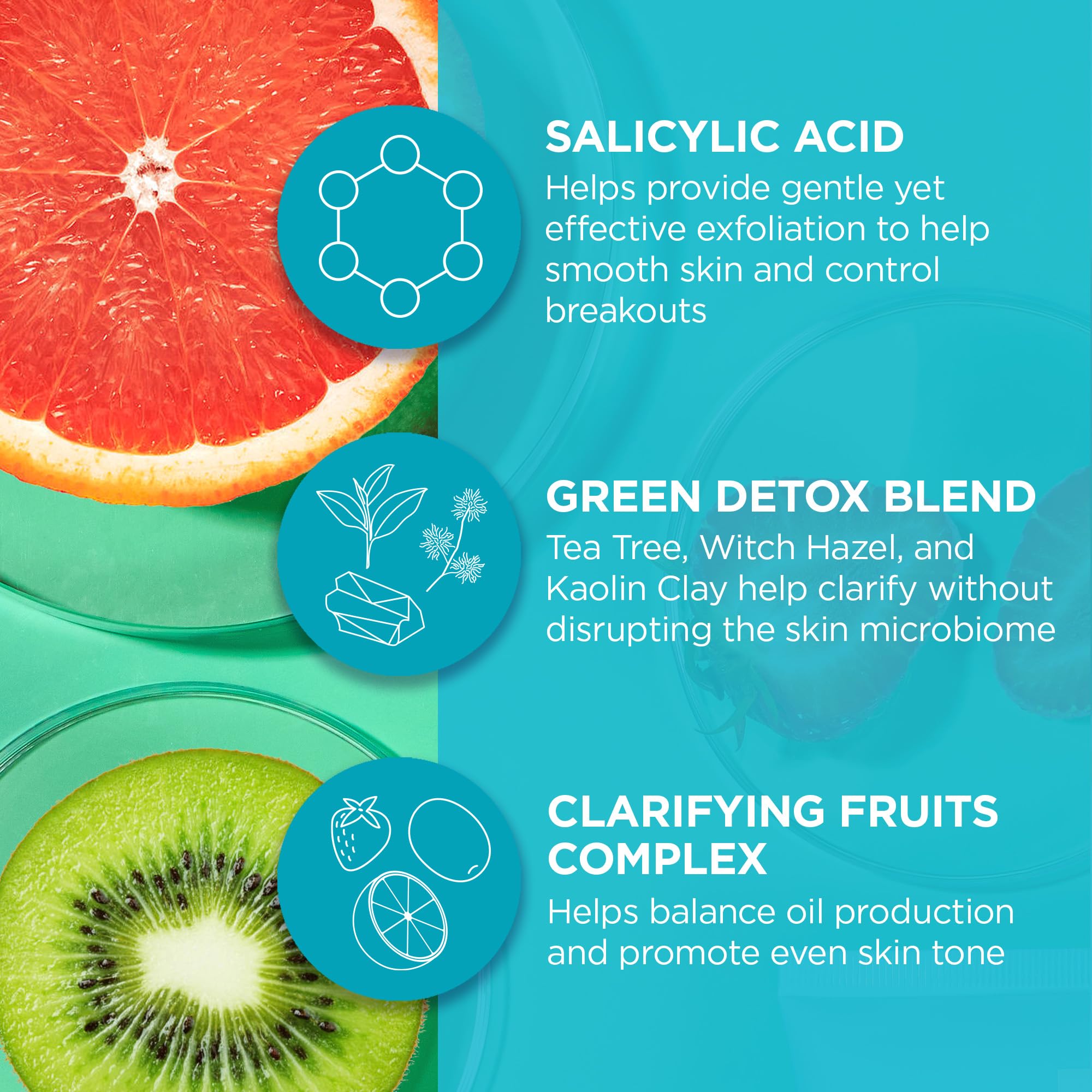 Andalou Naturals Body Wash, Clarifying Grapefruit Shower Gel, Gentle Exfoliating Salicylic Acid Body Wash with Tea Tree & Witch Hazel, Targets Back Acne, Blemishes & Excess Oil, 8.5 fl oz