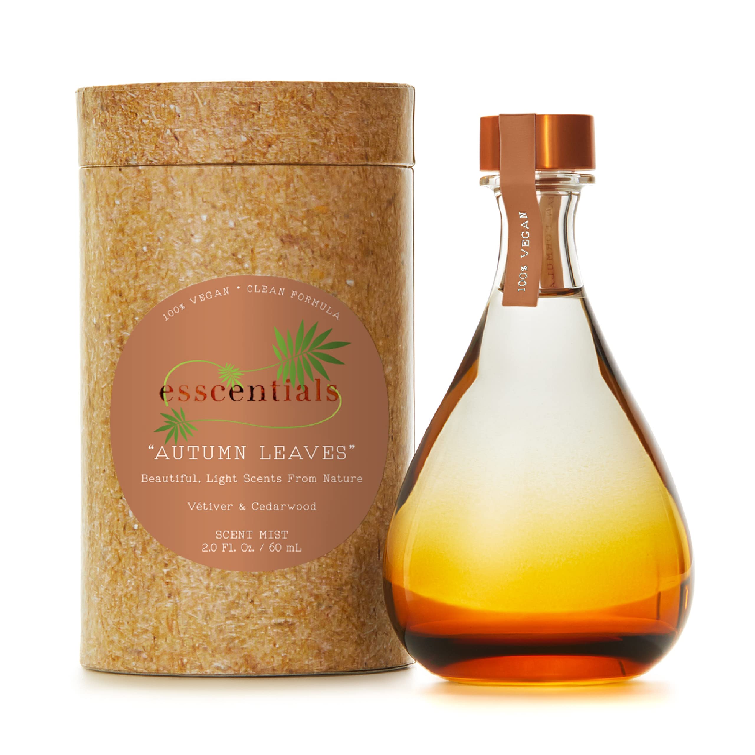 ESSCENTIALS Autumn Leaves Fragrance Mist - Beautiful and Light Spray Fragrance from Nature - Vegan and Non-Toxic Mist Featuring Notes of Vetiver and Cedarwood - 2.0 Oz / 60ml
