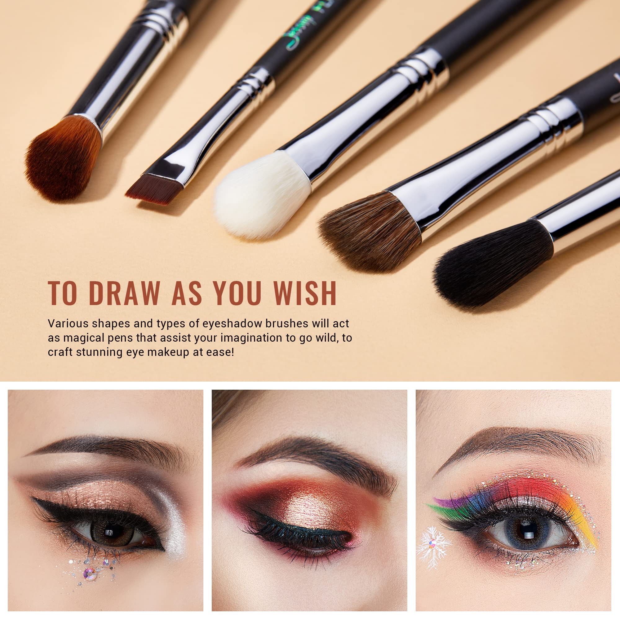 Jessup 27 pcs Pro Set Makeup Brushes Professional Foundation Eye Shadow Lipstick Face Power Liquid Cream Fiber Hair Handmade Brush Tools Black/Silver T133