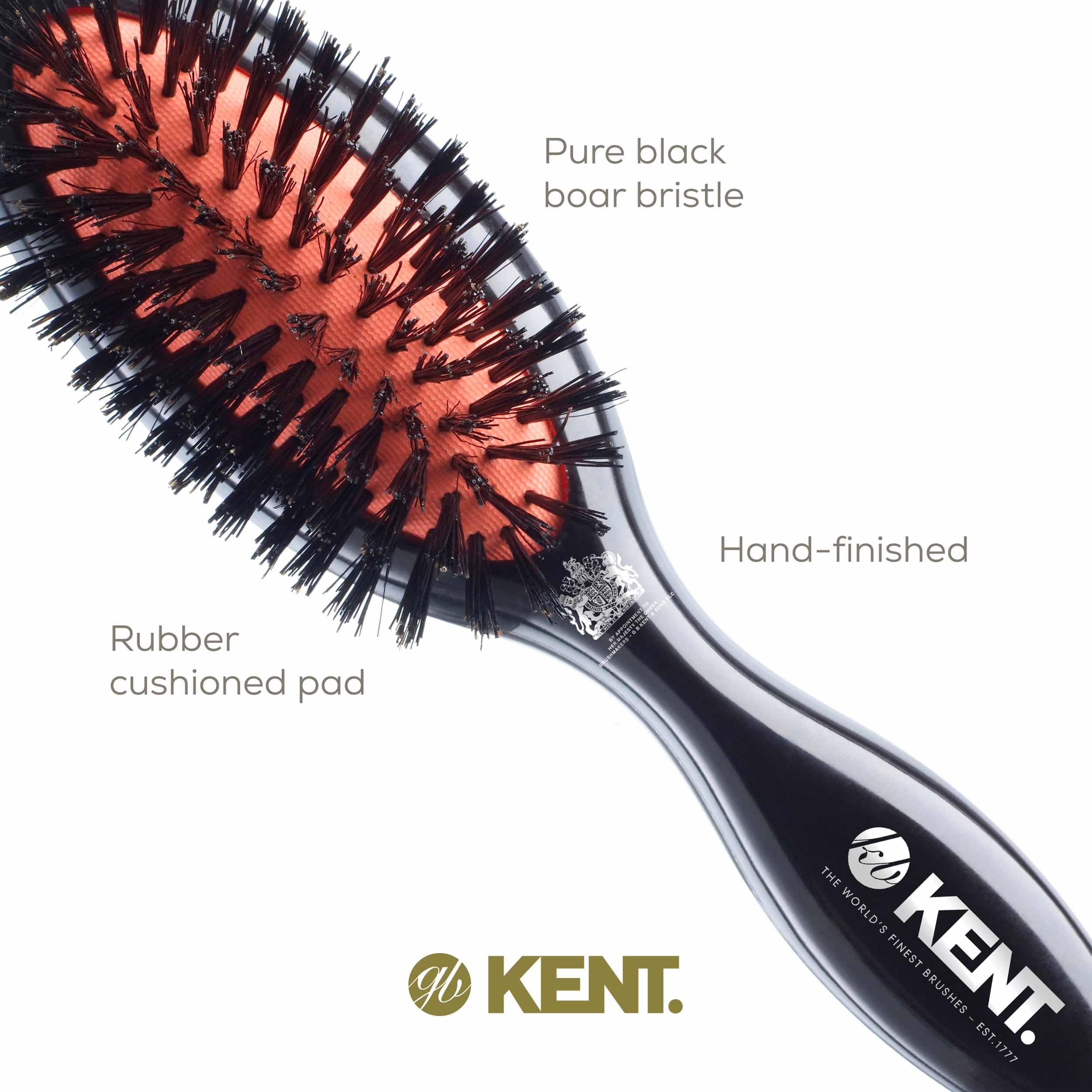 Kent Midnight Ruby Finish Pure Brislte Handbag Brush, Black