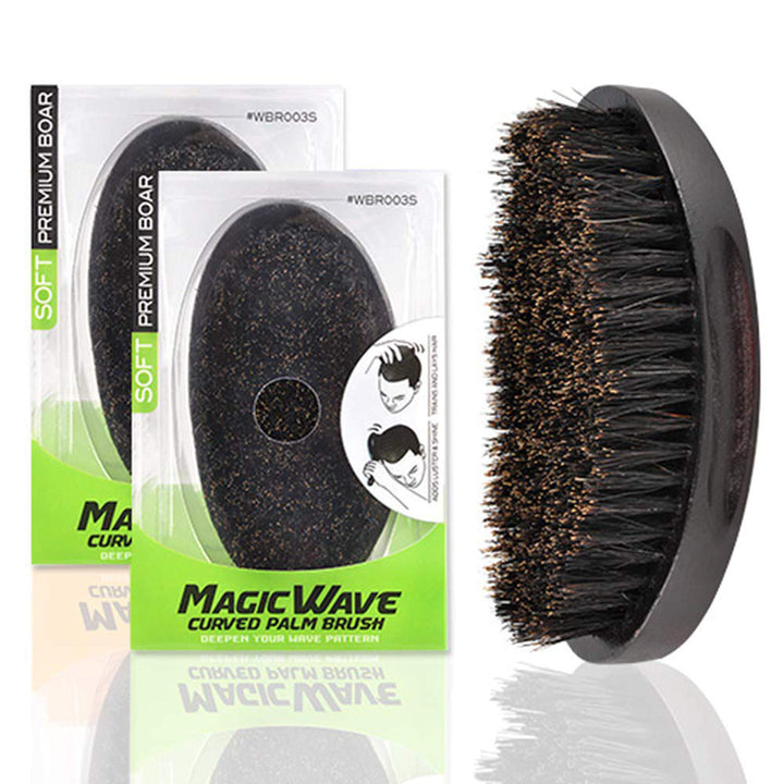 Premium Boar Magic Wave Curved Palm Brush (SOFT)