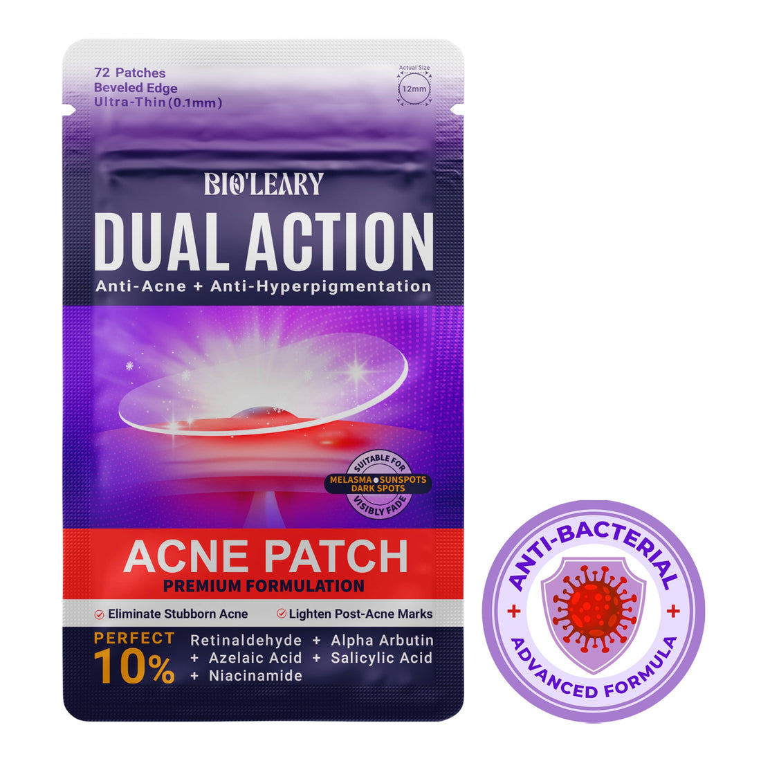 FSA HSA Acne Treatment | Anti-Bacterial Pimple Patches | Fast Acne Drying Treatment | Dual Action Acne Patch | Hydrocolloid Spot Cover | Zit Stickers | Korean Healing Dots | Soothing | 72 Counts |