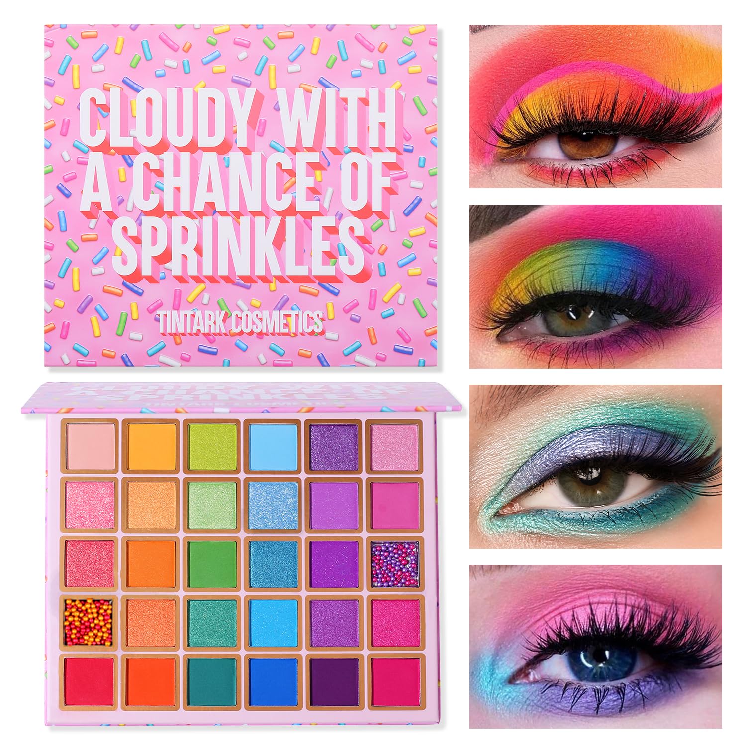Tintark 30 Colors Makeup Eyeshadow Palette for Beauty & Matte Metallic Shimmer Pearl Glitter Eye Shadow Pallet & Rainbow Colorful Eye Makeup for Girls & Highly Pigment Eyeshadow Cosmetics