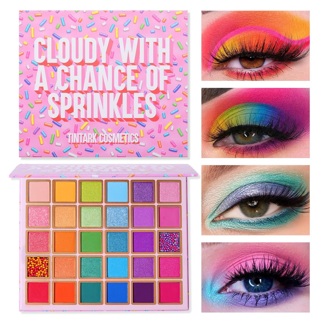 Tintark 30 Colors Makeup Eyeshadow Palette for Beauty & Matte Metallic Shimmer Pearl Glitter Eye Shadow Pallet & Rainbow Colorful Eye Makeup for Girls & Highly Pigment Eyeshadow Cosmetics