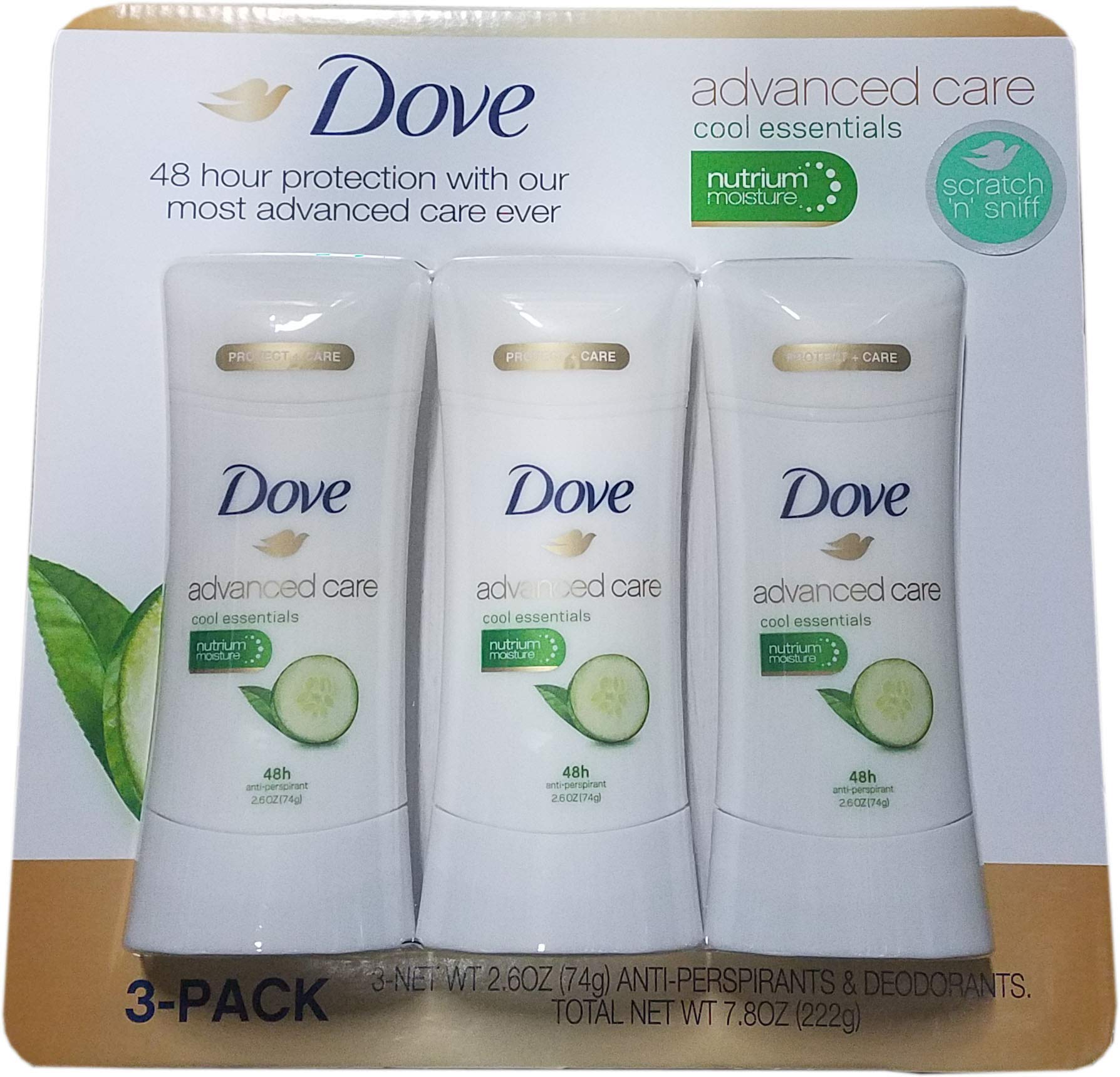 Dove Advanced Care Deodorants, Cool Essentials (2.6 Oz., 3 Pk.)