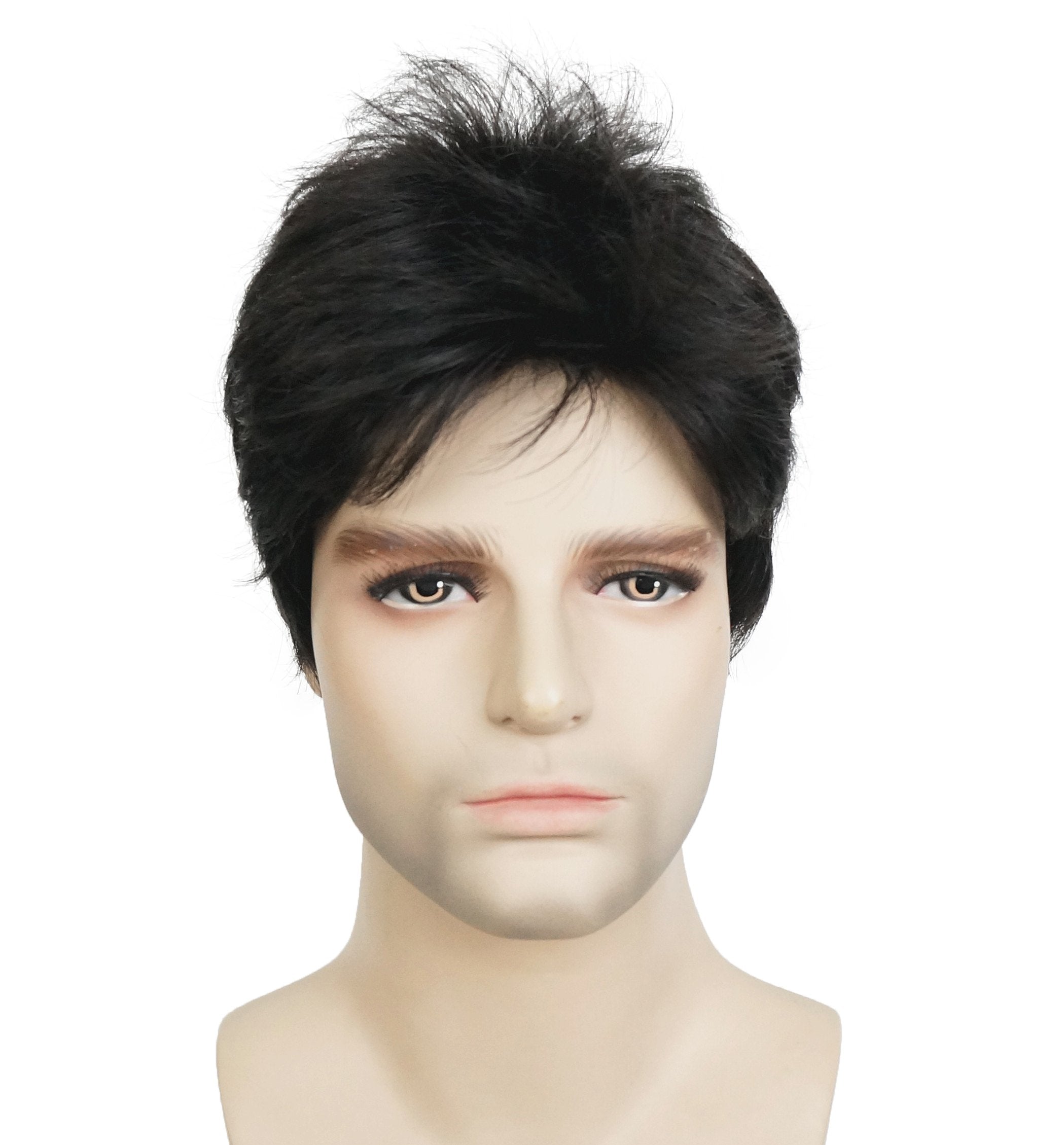 Lydell Men Wig Natural Black Short Straight Hair Synthetic Full Wigs