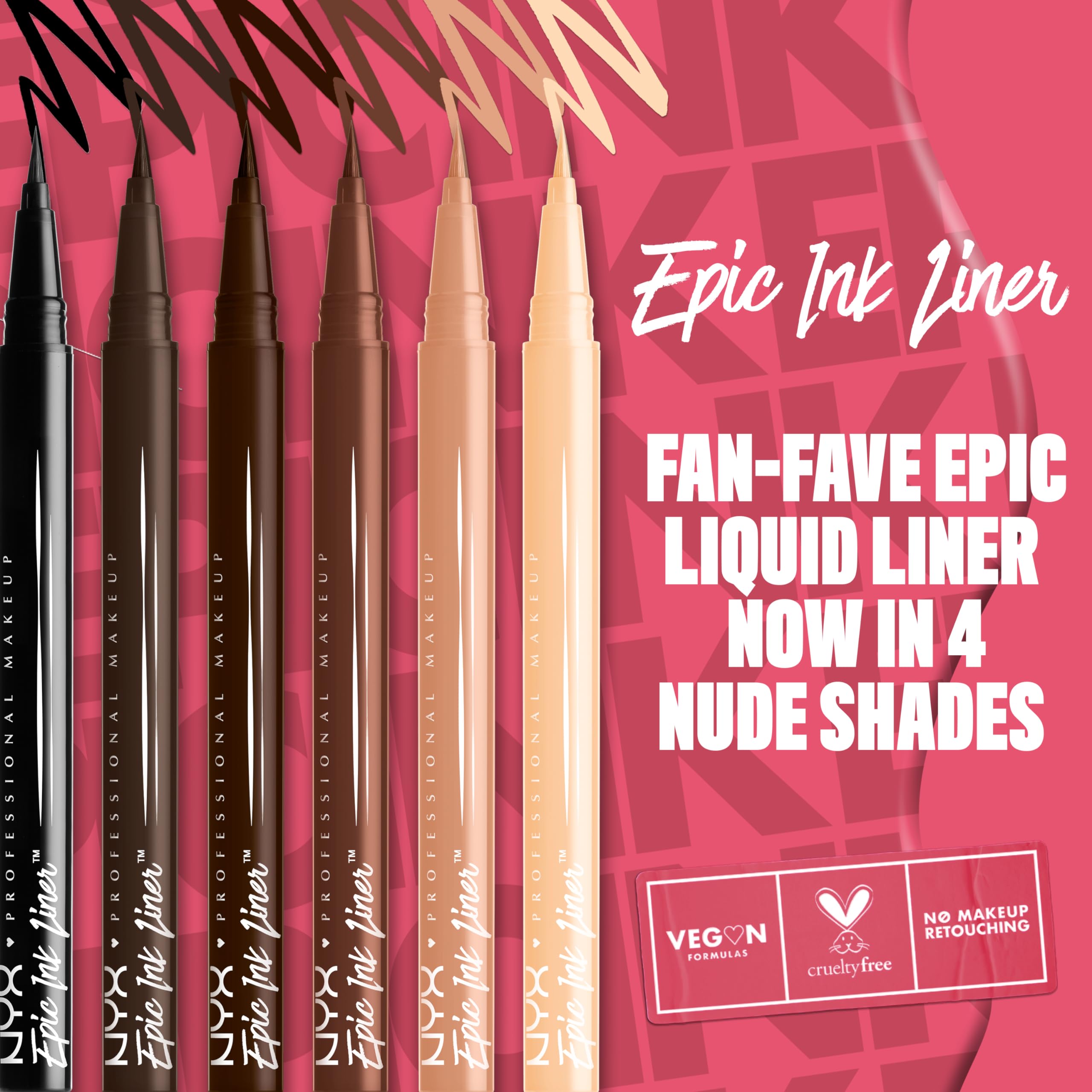 NYX PROFESSIONAL MAKEUP Epic Ink Liner, Waterproof Matte Liquid Eyeliner - Brown, Vegan Formula