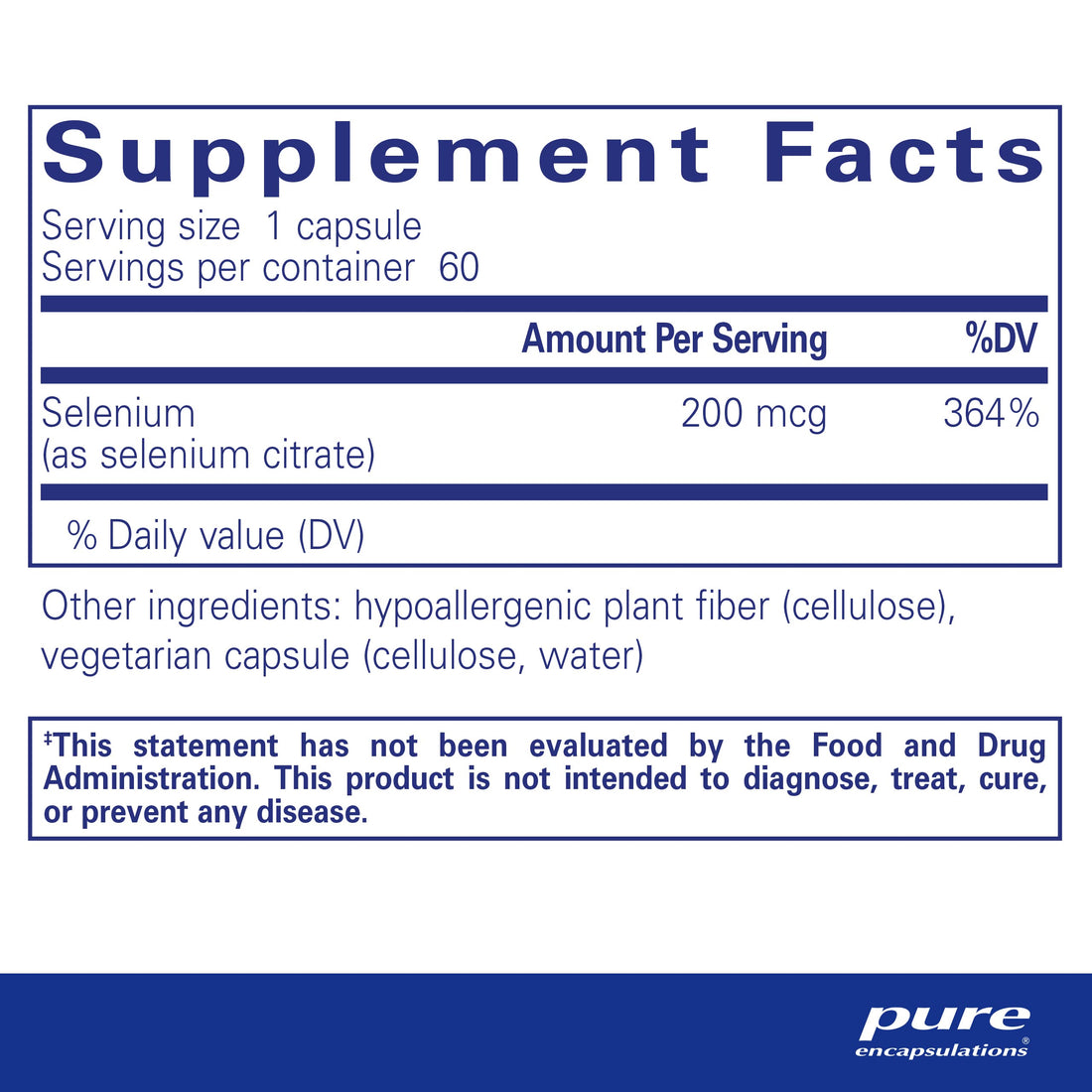 Pure Encapsulations Selenium (Citrate) - for Immune System Support & Cellular Health - Antioxidant Supplement - Supports Blood Flow* - Gluten Free & Vegan - 60 Capsules