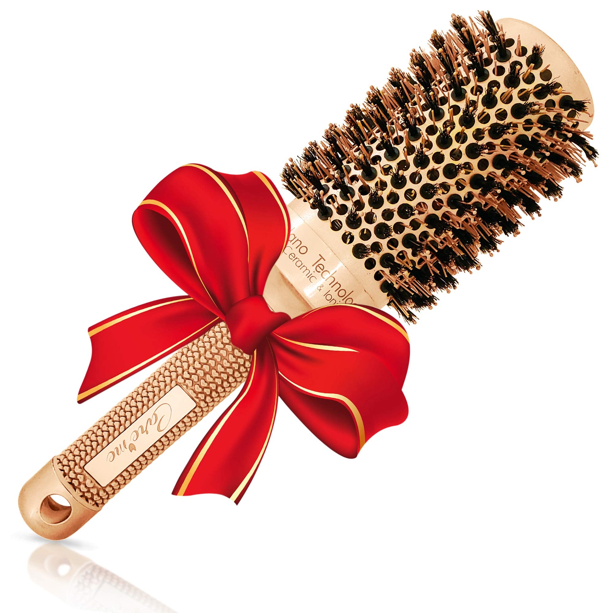 Care Me Professional Blow Dry Round Hair Brush with Natural Boar Bristles for Healthy Shiny Frizz-Free Straight or Curl Hair (2 Inch)