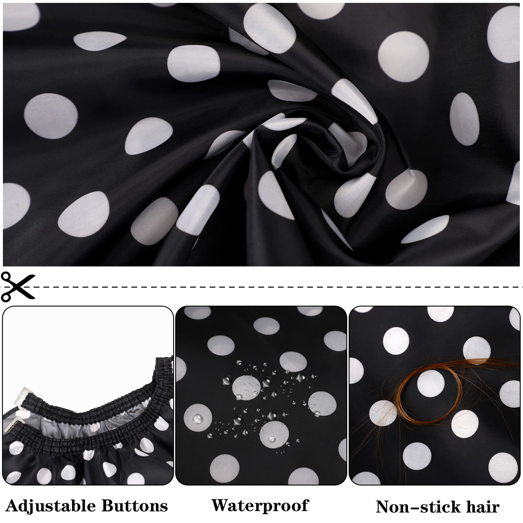 Barber Cape Waterproof Professional Hair Cutting Cape Neck Duster Brush for Haircut Black and White Dots Salon Beard Hairdressing Kits 46.8 × 56 Inches