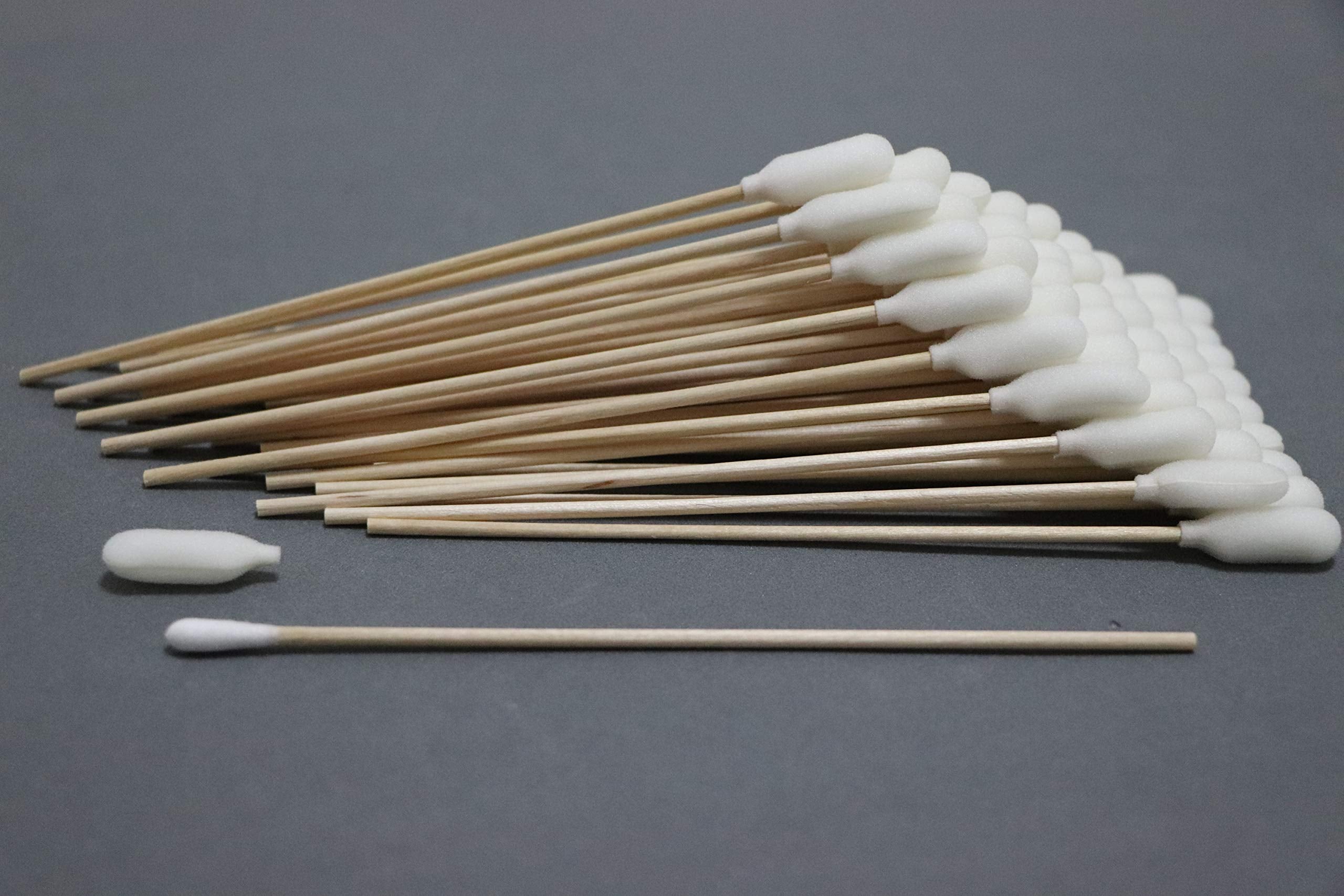 Ci Kyan 100pcs 6 Cleanroom Large Foam Over Cotton Bud Tipped Cleaning Swabs with Wooden Handle CK-FS916