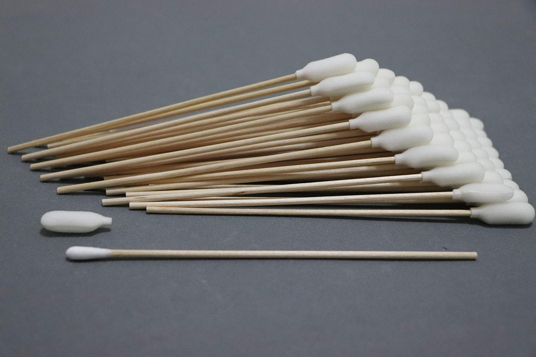 Ci Kyan 100pcs 6 Cleanroom Large Foam Over Cotton Bud Tipped Cleaning Swabs with Wooden Handle CK-FS916