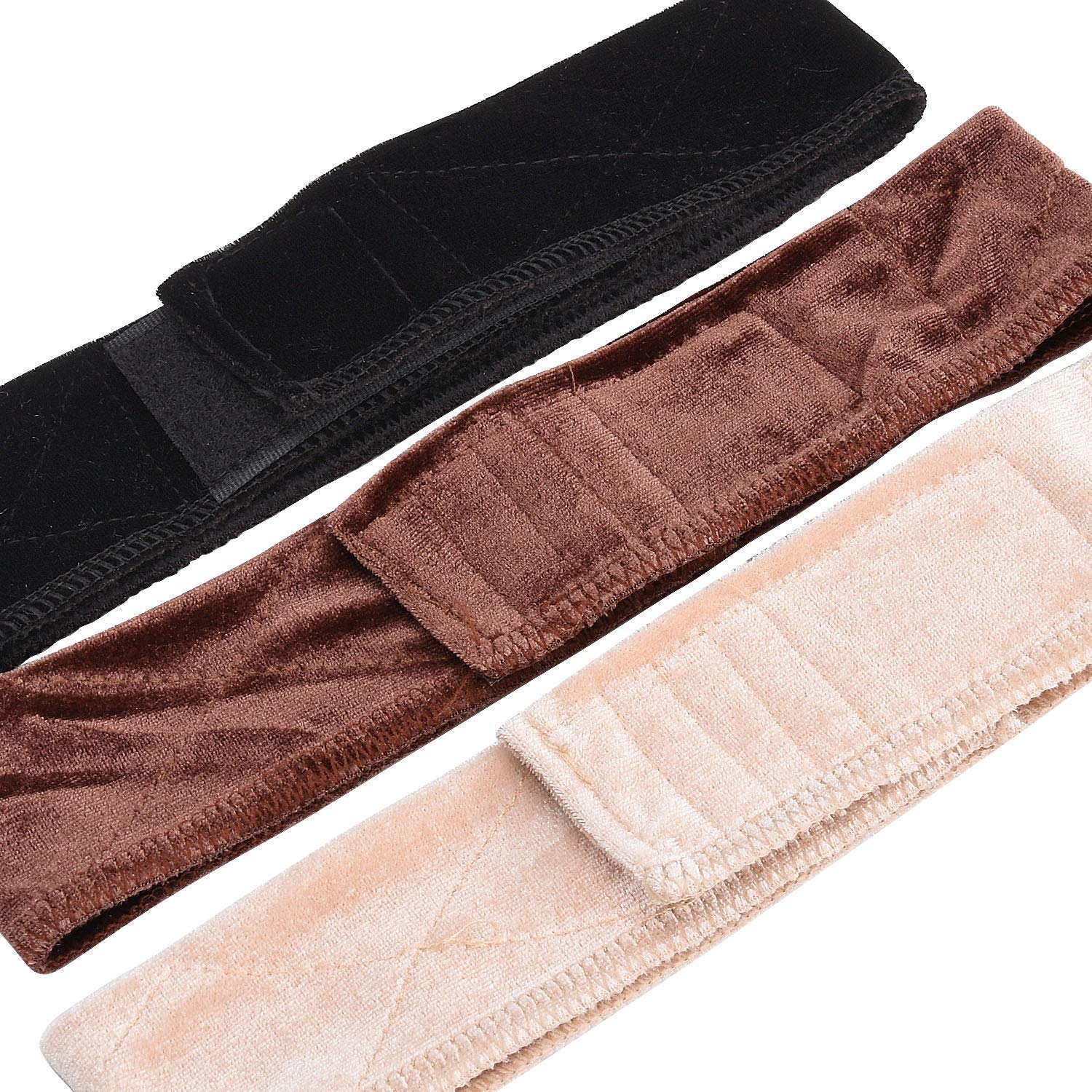sansheng 3PCS Wig Grip Flexible Velvet Headband Scarf Head Hair Band Extra Hold Wig Adjustable Fastern,Stretch Cotton headbandï¼Ë†3 colorsï¼â€°