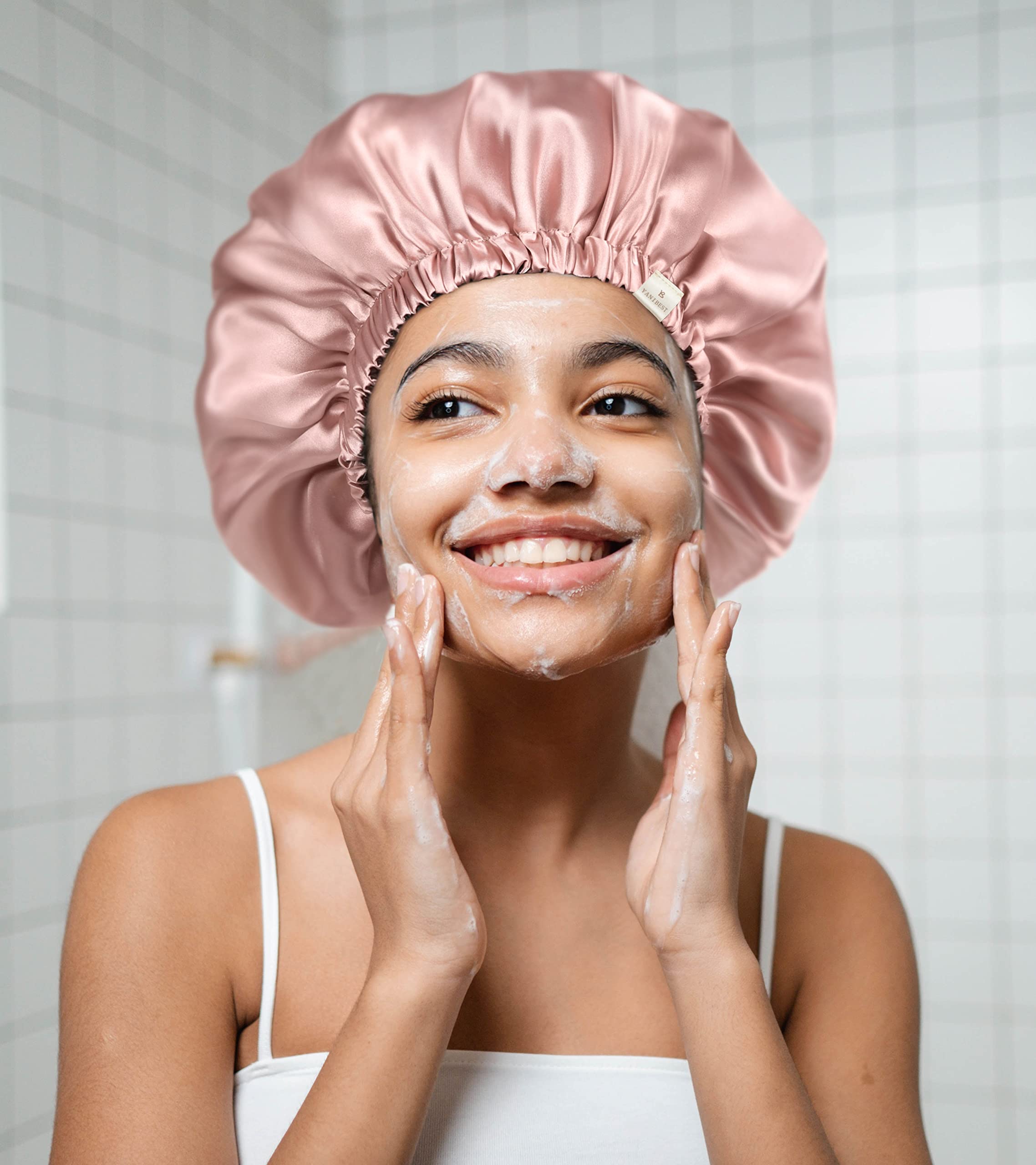 YANIBEST Adjustable Silk Bonnet Double Layer Satin Bonnet Hair Bonnet for Sleeping Bonnets for Women Hats Curly Natural Hair, Burgundy