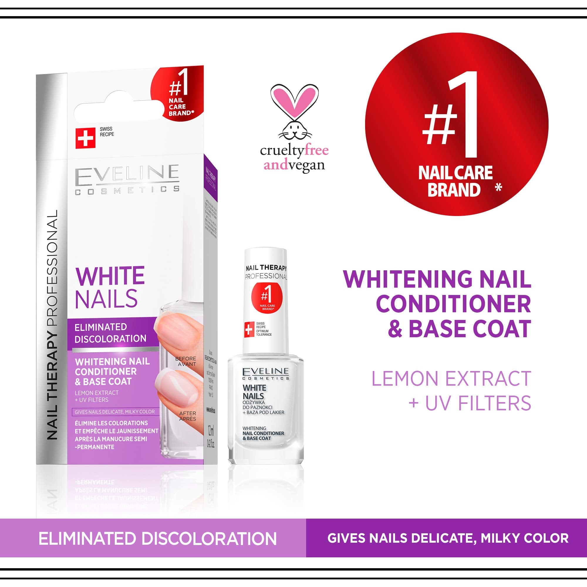 Eveline Cosmetics 3 in 1 Instantly Whiter Nails - Nail Whitener