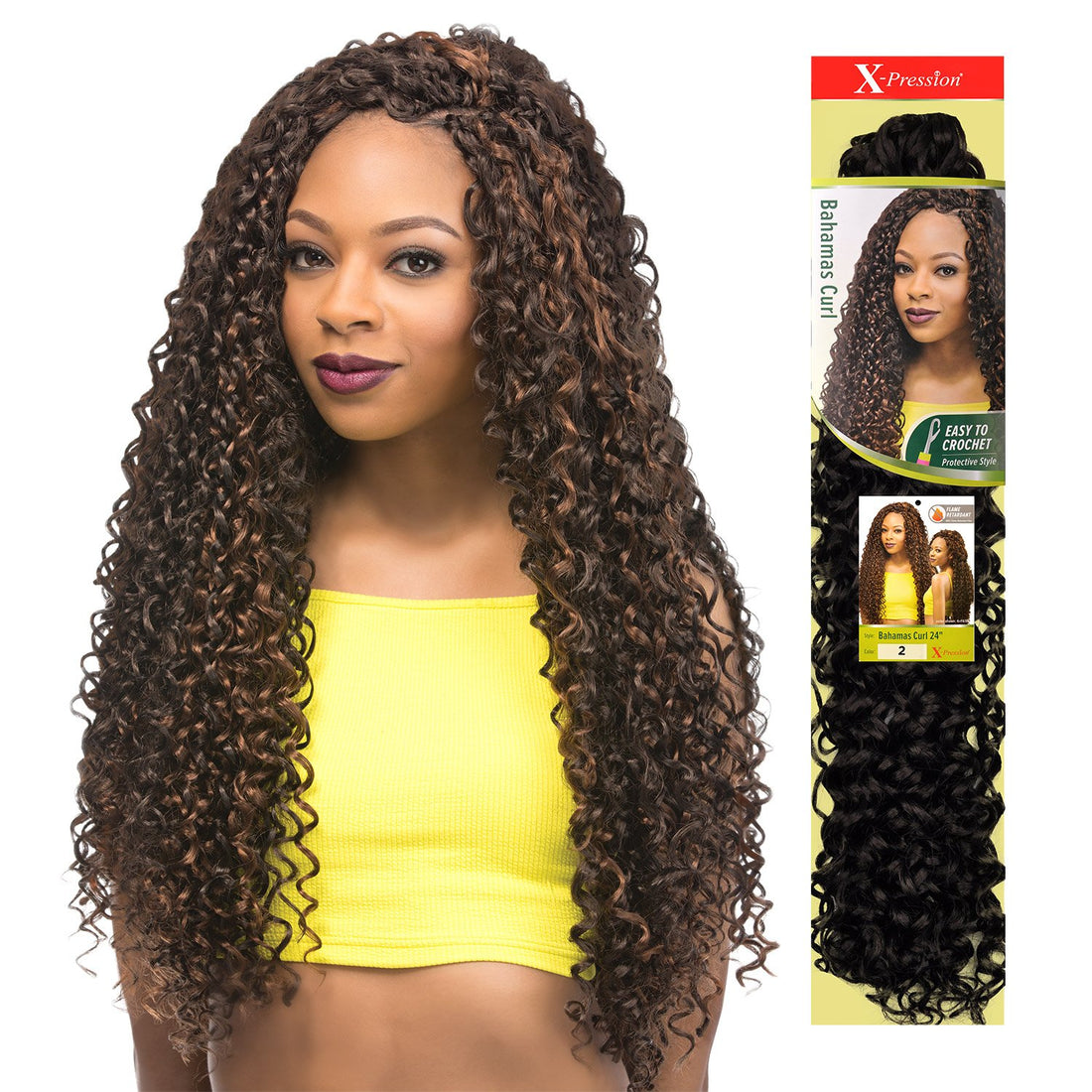 6-Pack, 1: Outre Synthetic Hair Crochet Braids X-Pression Braid Bahamas Curl 24 (6-Pack, 1)