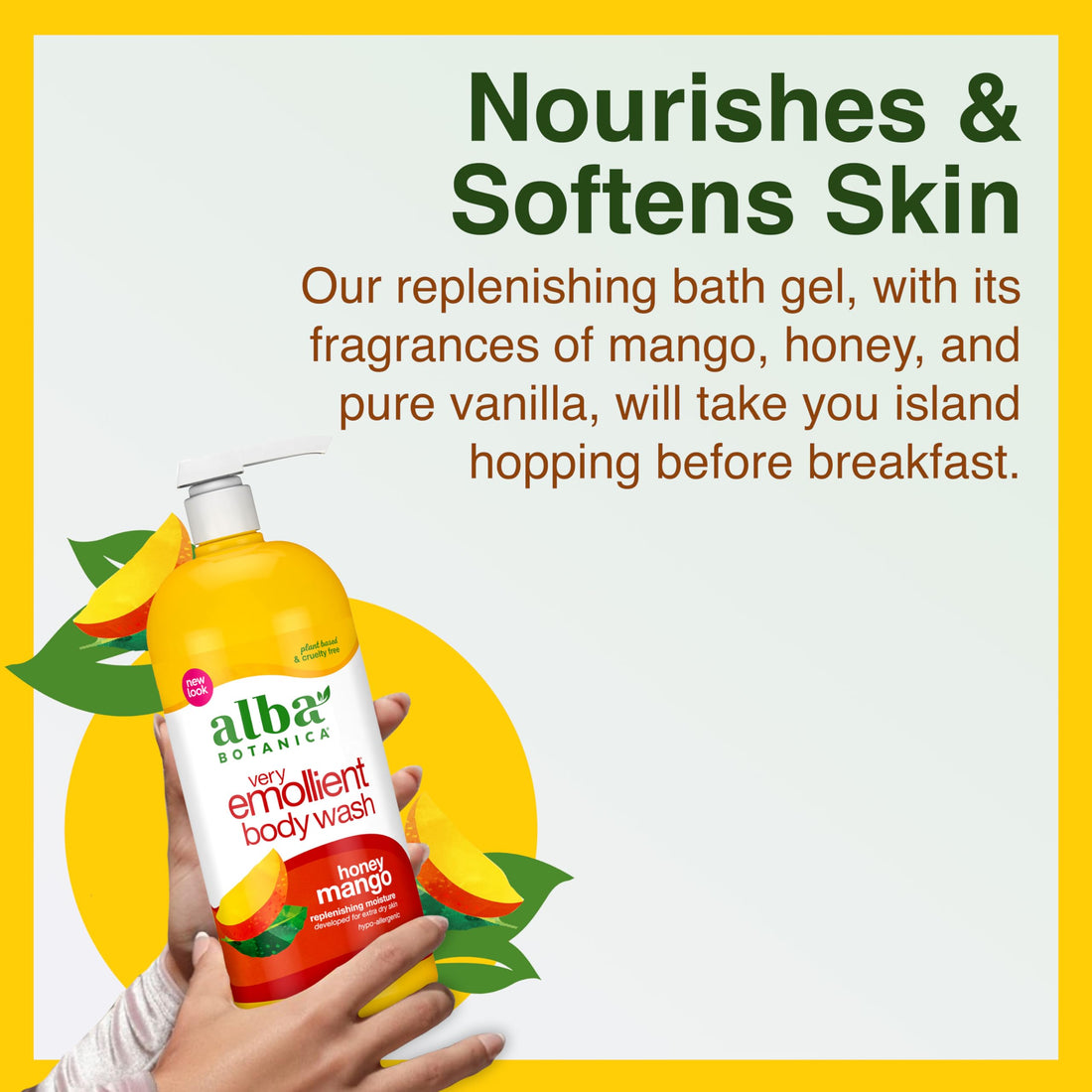 Alba Botanica Bath and Shower Gel Honey Mango 32-Ounce Bottle