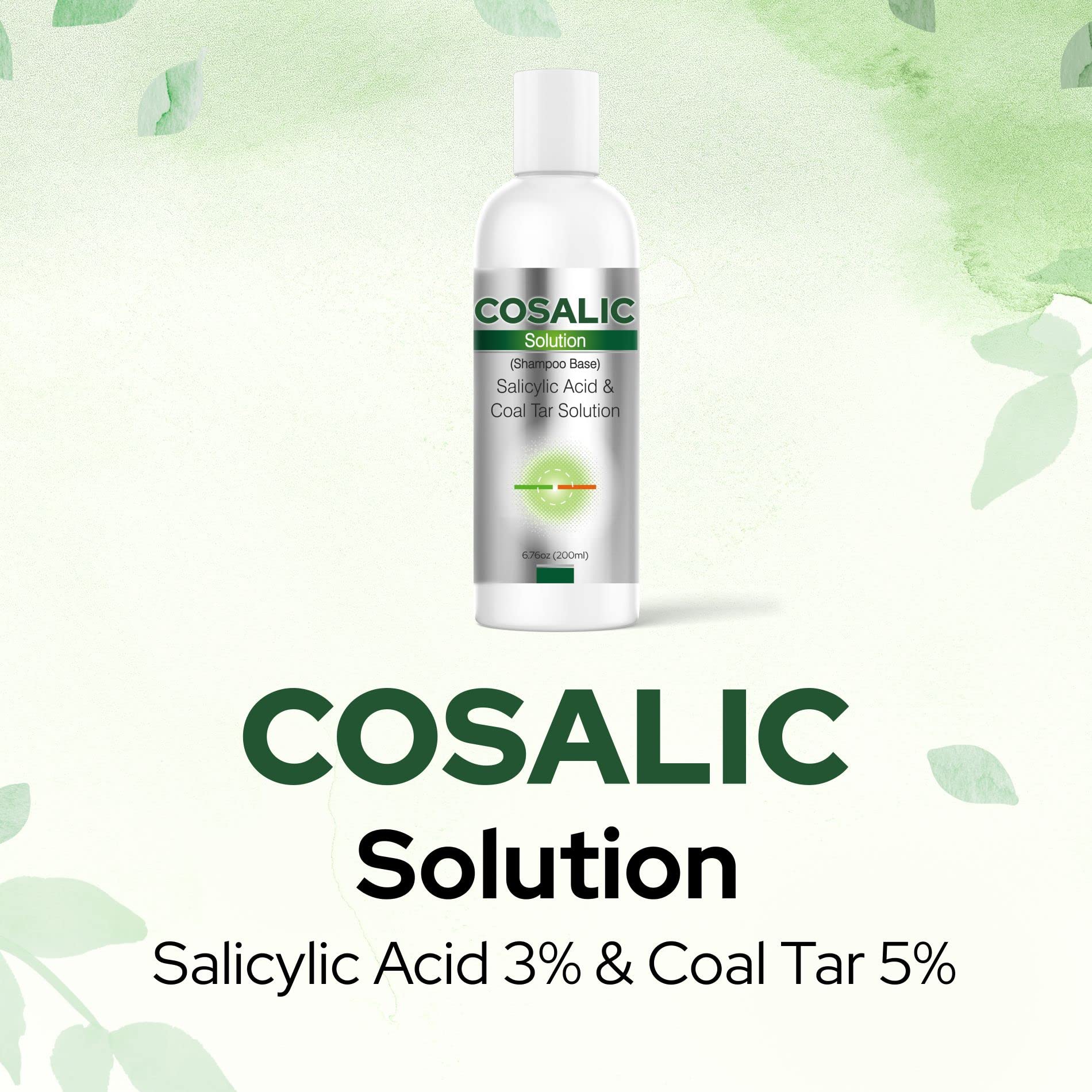 Cosalic Coal Tar and Salicylic Acid Solution/with Salicylic Acid for Dry Scalp Itch Relief Dandruff Free Shampoo/for Psoriasis & Seborrheic Dermatitis - Instant Result - 6.76 Fl Oz (Pack of 1)