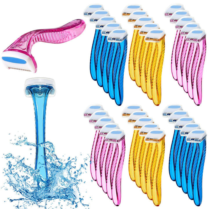 30 Pieces Bikini Razors T-Type Beauty Razor Bikini Line Trimmer Personal Women Bikini Razor Small Armpit Trimmer for Body Cosmetic Tool (Light Blue, Light Yellow, Light Pink, Rose, Deep Pink)