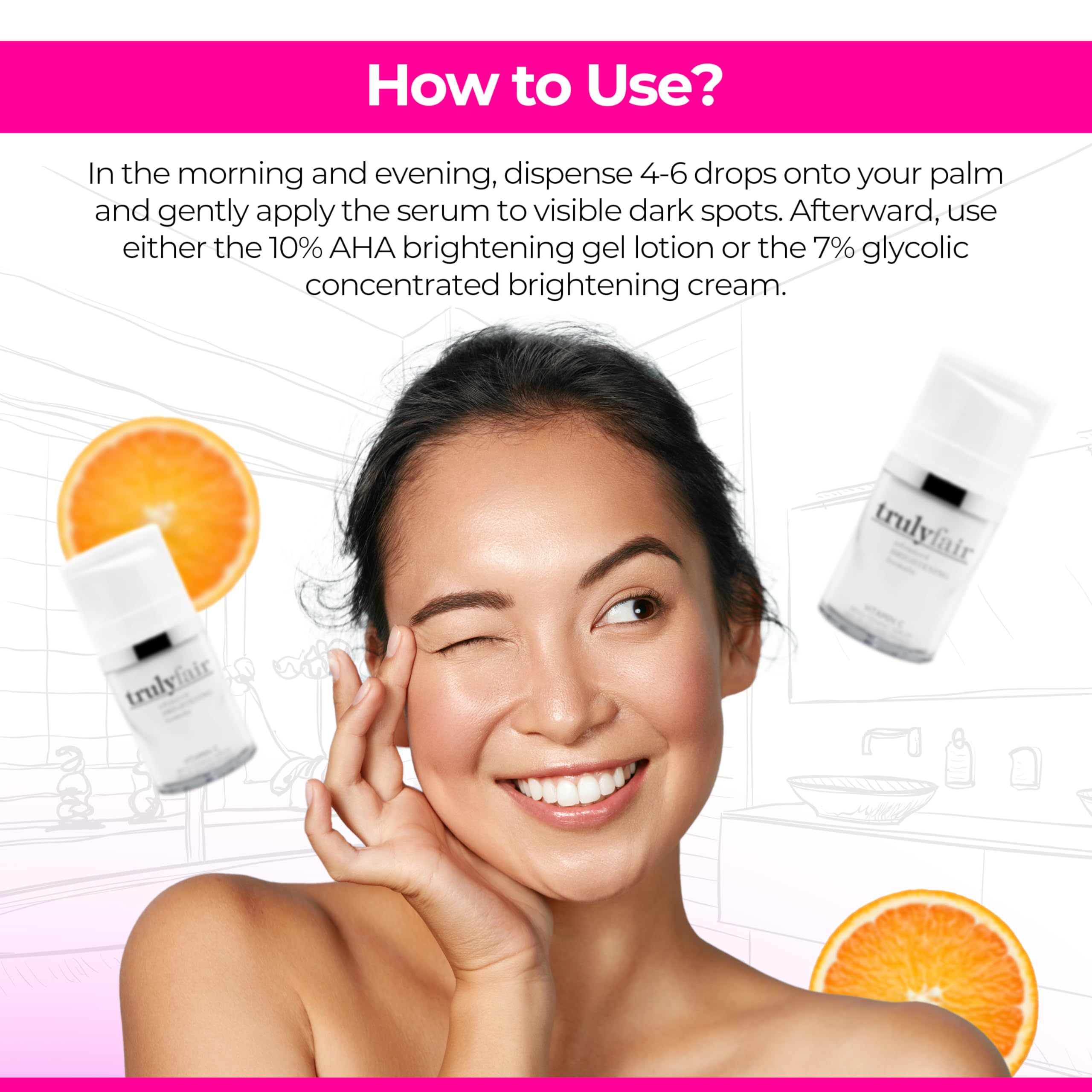 Truly Fair Vitamin C Brightening Serum for women - Hyaluronic Acid Serum for Skincare - Brightening, Anti-Wrinkle Serum - Hydrating, Anti-Ageing Serum - Paraben-free - 1 oz