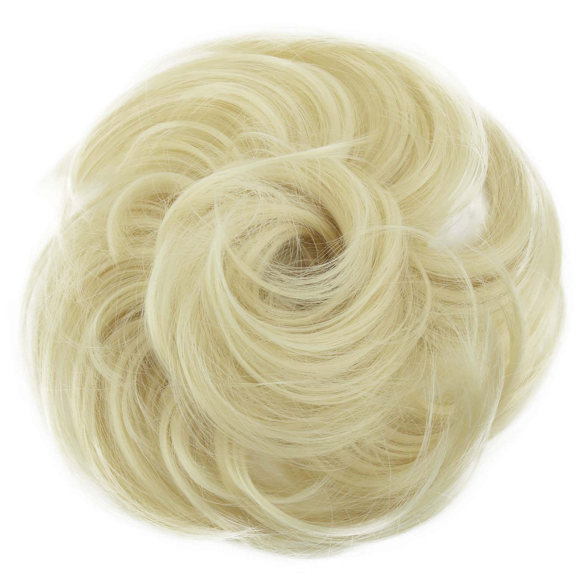 platinum blond 88 : PRETTYSHOP Scrunchie Bun Up Do Hair piece Hair Ribbon Ponytail Extensions Wavy Curly or Messy Various Colors(bleach blonde 88)