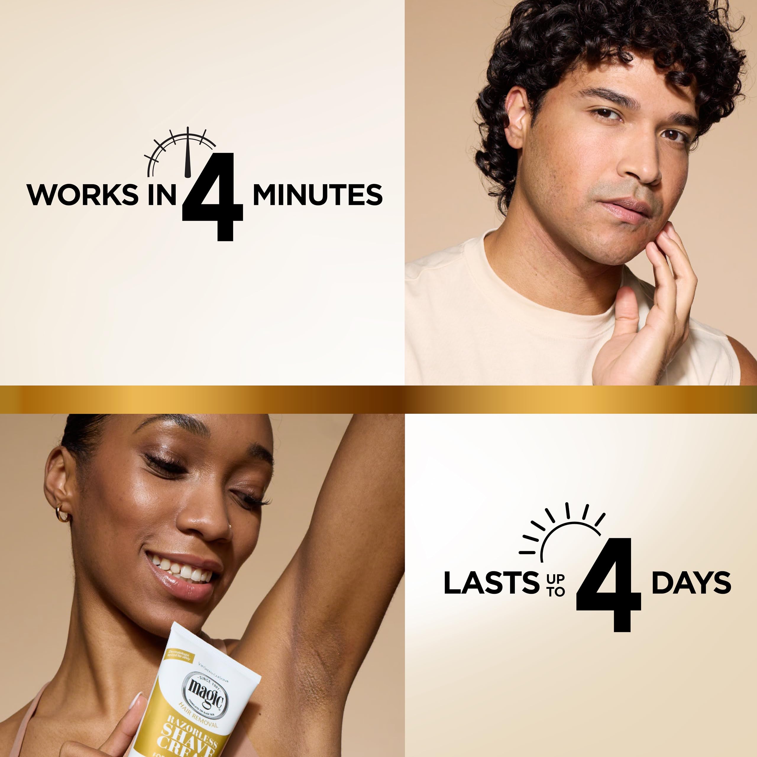 SoftSheen-Carson Magic Razorless Shaving Cream, Hair Removal Cream, Depilatory Cream, Works in 4 Minutes for Coarse, Curly Hair, 2 Count