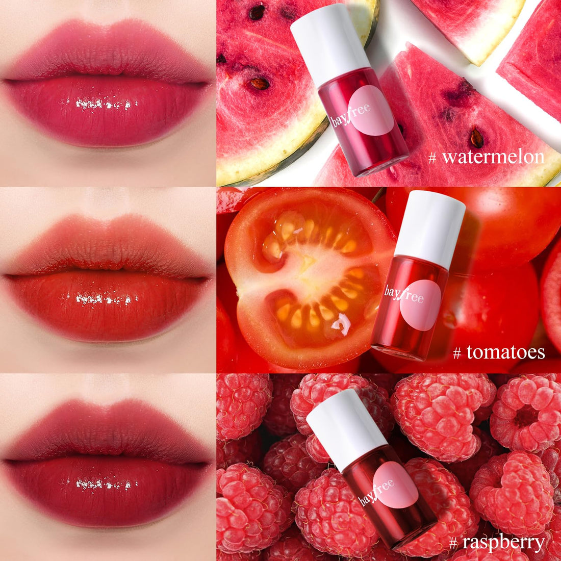 bayfree Lip Tint Stain Set, Korean Water Tint Lightweight Non-sticky, Waterproof Long Lasting Liquid Blush & Lip Stain, Transfer-Proof, Matte Finish Lip Color Makeup (fruit platter)