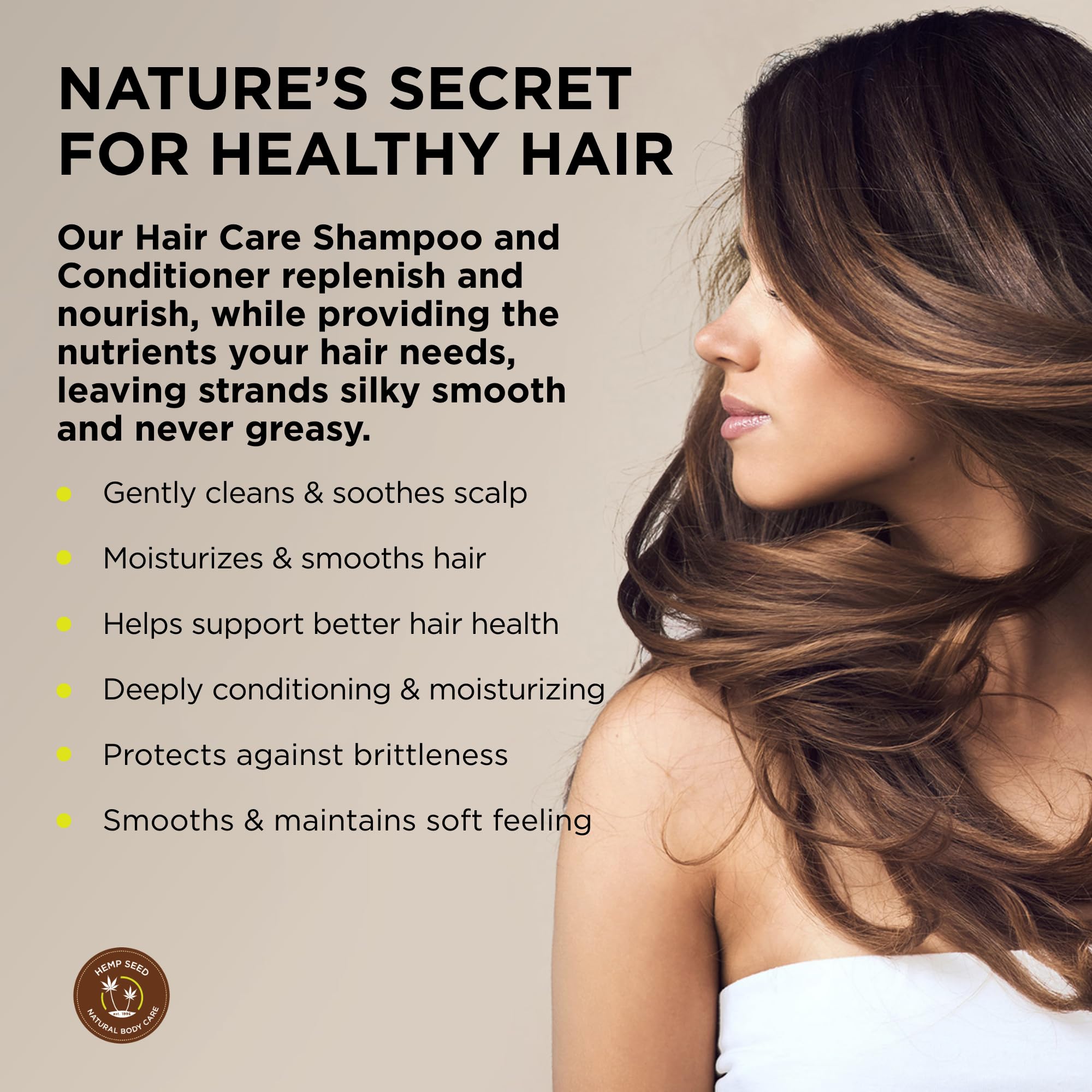 Hemp Seed Hair Care Shampoo + Conditioner, Nag Champa - 8 oz Each - With Hemp Seed Oil & Coconut Oil - Vegan, Cruelty Free