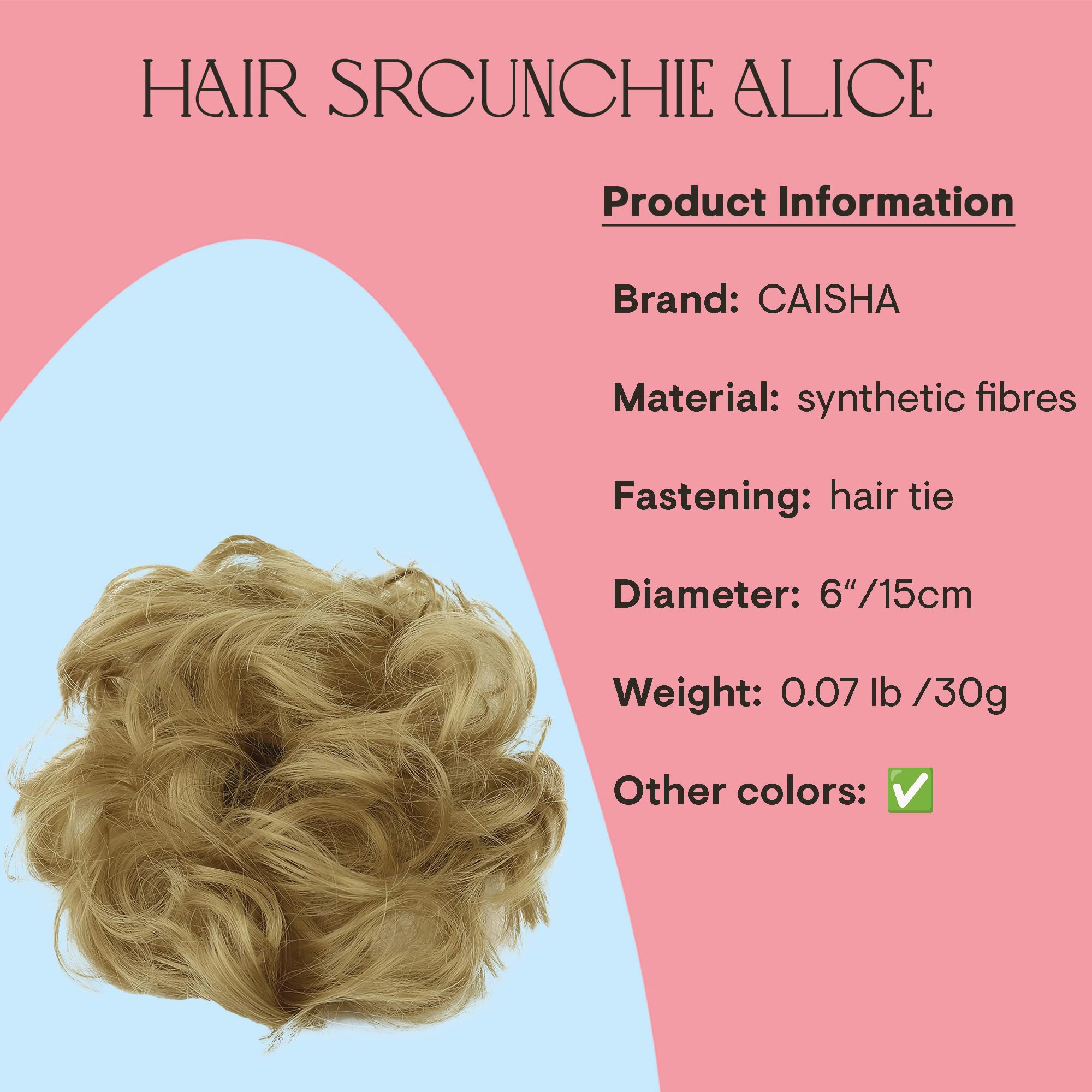 blonde 25 : PRETTYSHOP Scrunchie Scrunchy Bun Up Do Hair piece Hair Ribbon Ponytail Extensions Wavy Curly or Messy blonde 25