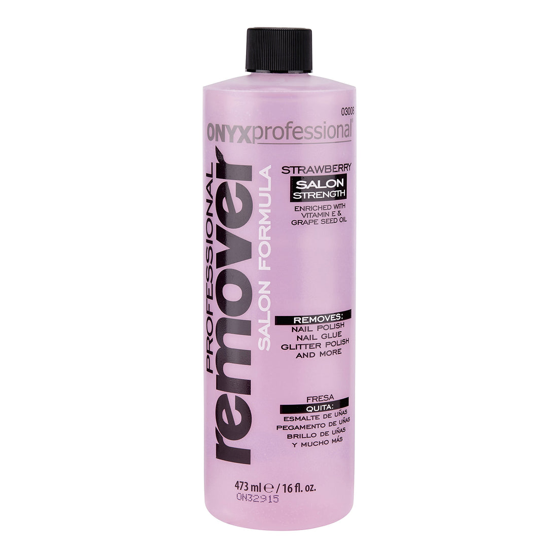 Onyx Professional Salon Strength Formula Nail Polish Remover Strawberry Scented, 16 Oz