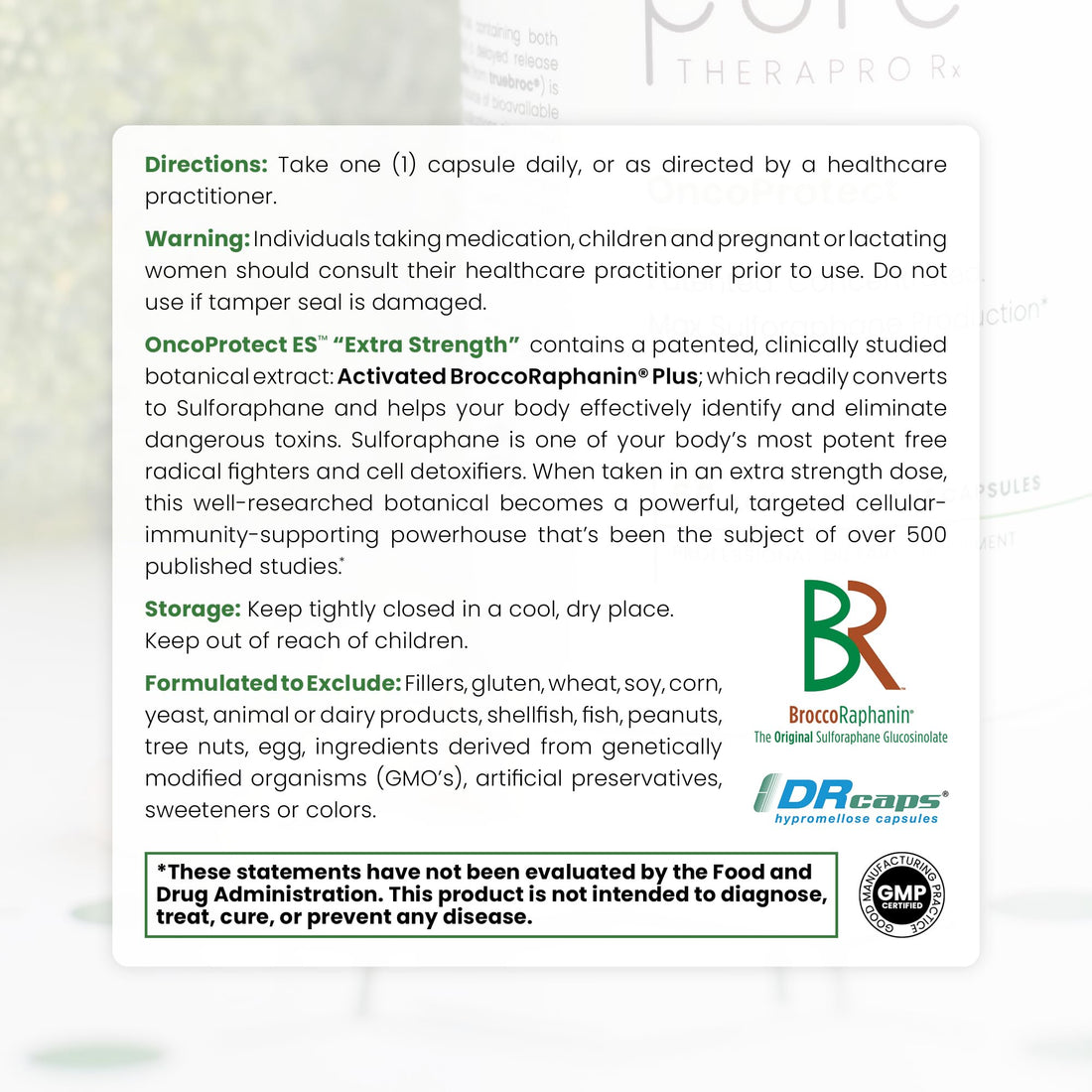 Pure TheraPro Rx OncoProtect ES HIGH DOSE Sulforaphane Supplement, Made in USA | 2 Month Supply | 706 mg Patented Activated BroccoRaphanin Broccoli Seed Extract | Glucoraphanin + Myrosinase