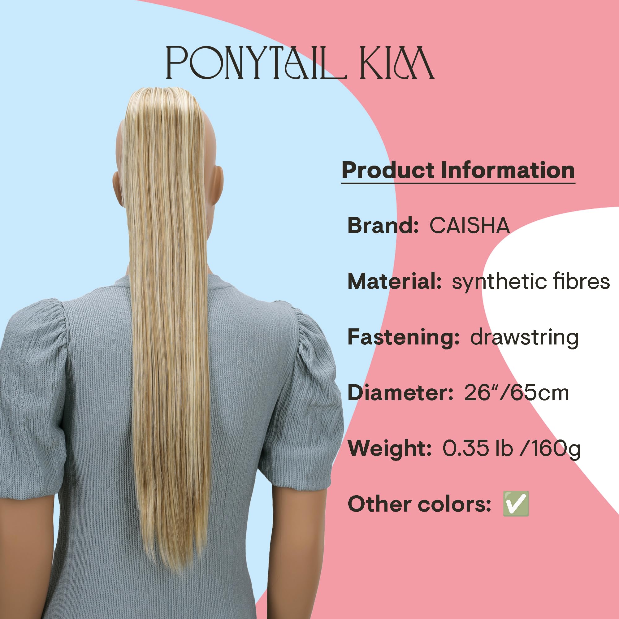 PRTTYSHOP Hair Piece Pony Tail Extension Draw String Voluminous Curly Heat-Resisting 26 cm blond mix # 26H613 PH615