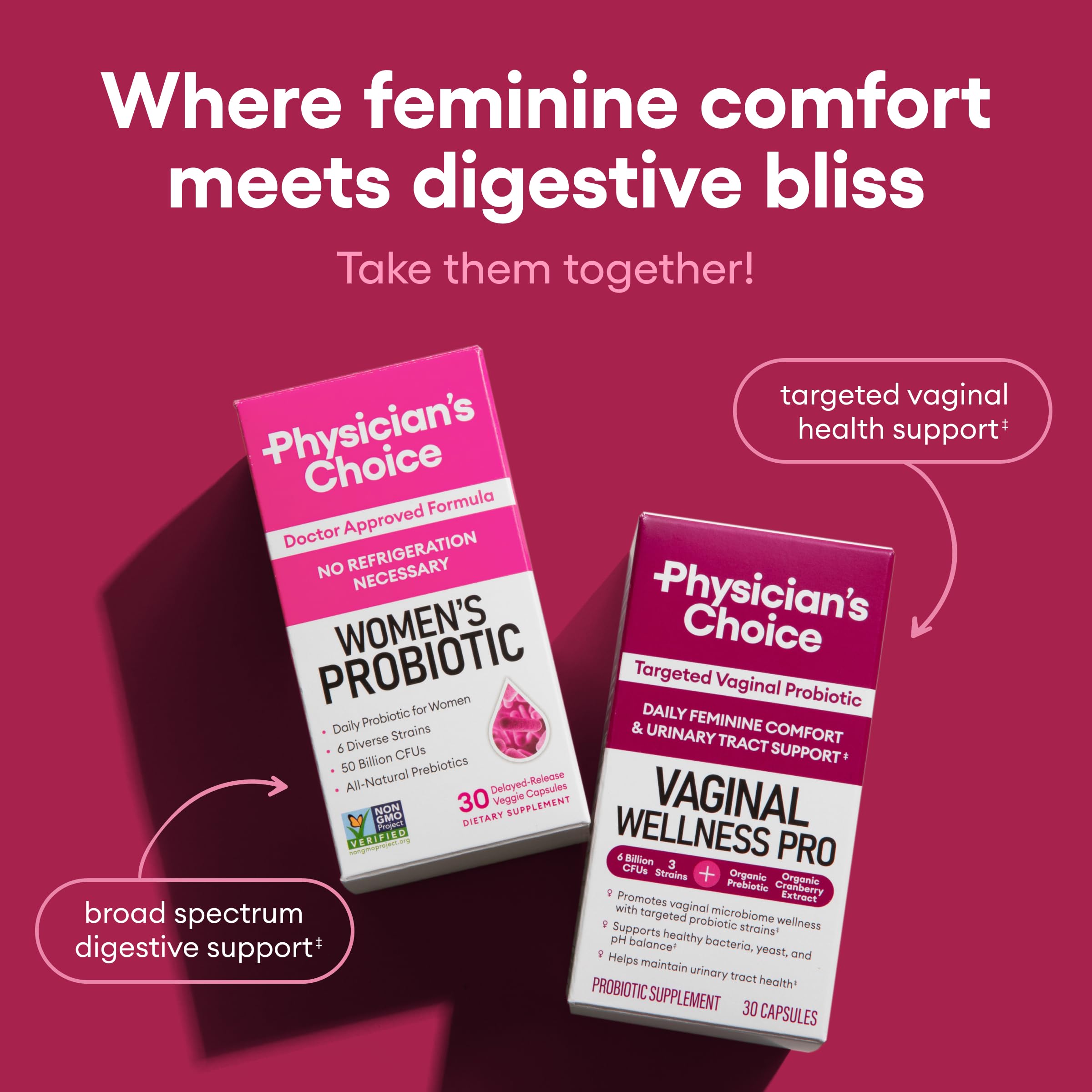 Physician's CHOICE Probiotics for Women - PH Balance, Digestive, UT, & Feminine Health - 50 Billion CFU - 6 Unique Strains for Her - Organic Prebiotics, Cranberry Extract+ - Women Probiotic - 30 CT