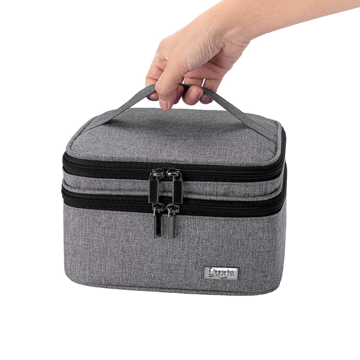 Luxja Essential Oil Carrying Case - Holds 30 Bottles (5ml-30ml, Also Fits for Roller Bottles), Double-Layer Organizer for Essential Oil and Accessories, Gray (Bag Only)