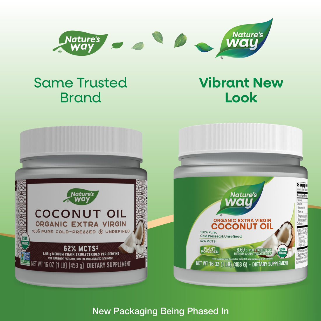 Nature's Way Organic Extra Virgin Coconut Oil, Pure and Unrefined, 62% MCTs, 16 Oz
