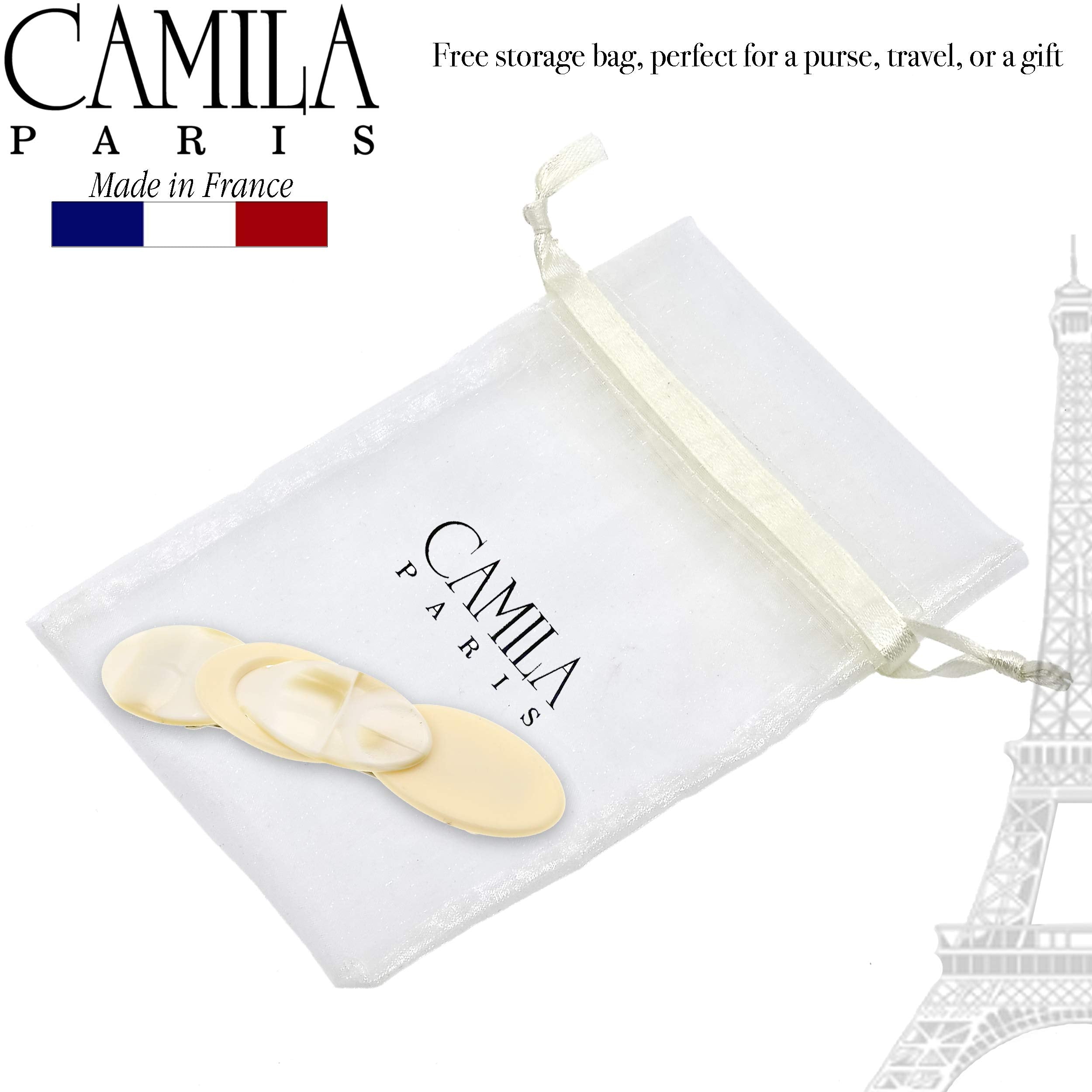 Camila Paris - CP2337, French Hair Accessories for Women, Barrette, INTERLOCK CREAM AND PEARL. Strong Hold/No Slip Grip and Durable Styling Girls Hair Ornaments. Made in France
