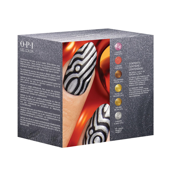 OPI GelColor 6PC Add-on Kit #2 | Opaque Bright Multi-Color Metallic Gel Nail Polish Gift Set | Metallic Mega Mix Collection
