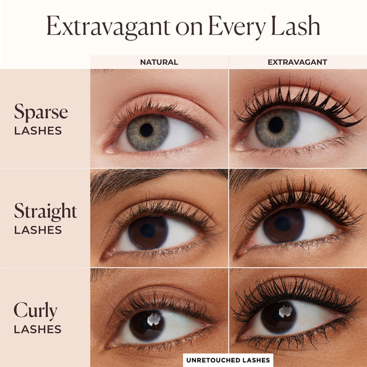Laura Mercier Caviar Extravagant Mascara Volume and Length, 3X Curl and Lift, 24HR Buildable Wear, Promotes Stronger, Healthier Lashes, Intense Black, Smudge- & Transfer-Proof