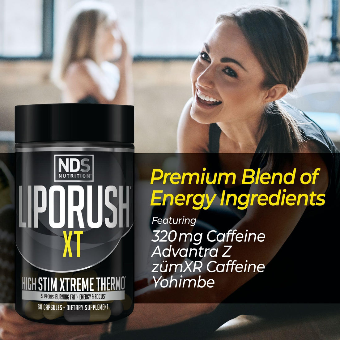 LIPORUSH NDS Nutrition XT - Super Concentrated Thermogenic with L-Carnitine & Teacrine for Shredding Fat - Supports Maximum Energy, Focus, Calorie Burning, Diuretic, Appetite Control (60 Capsules)