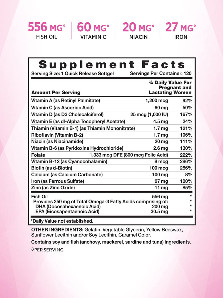 Nature's Truth Prenatal Vitamin for Women | 120 Softgels | Non-GMO & Gluten Free Multivitamin Supplement with DHA and Folic Acid