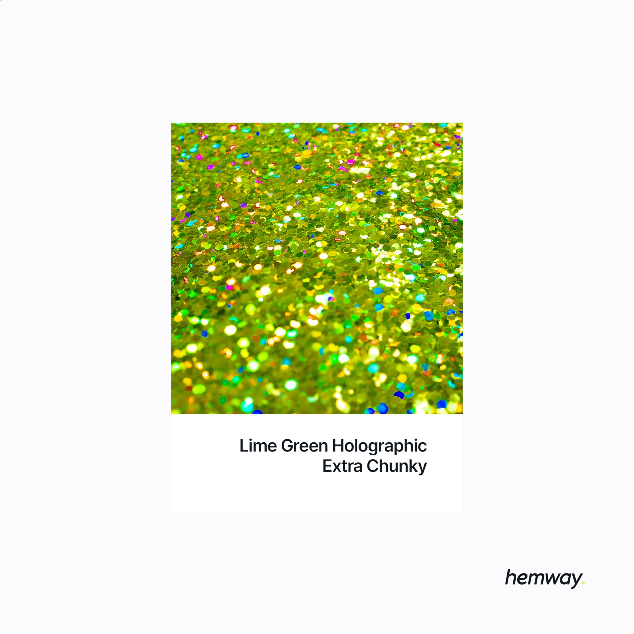 Hemway Premium Ultra Sparkle Glitter Multi Purpose Metallic Flake for Arts Crafts Nails Cosmetics Resin Festival Face Hair - Lime Green Holographic - Extra Chunky (1/24 0.040 1mm) 100g / 3.5oz