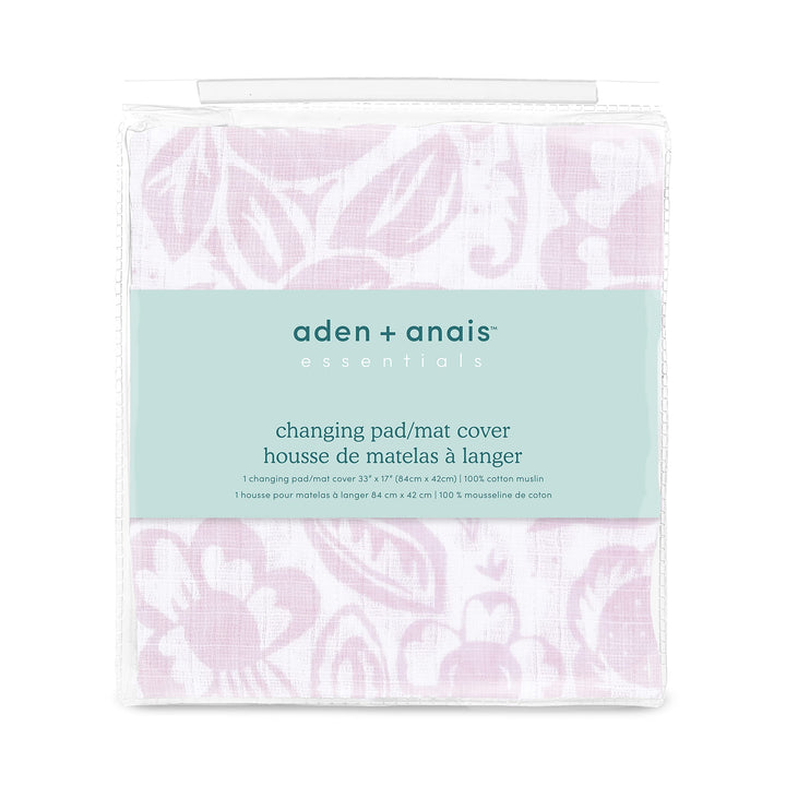 aden + anais Essentials Changing Pad Cover, 100% Cotton Muslin, Super Soft & Breathable, Tailored Snug Fit, Single, Damsel - Savoy