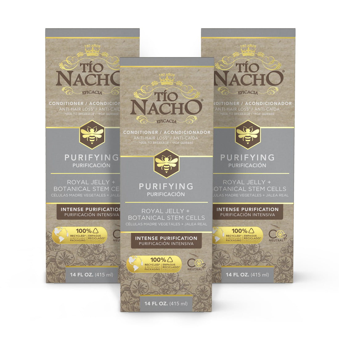 Tio Nacho Conditioner, Purifying with Royal Jelly, Infused with Botanical Stem Cells for Intense Hair and Scalp Purification + Detoxifying Balance, 14 Fluid Ounces (3 Pack)…