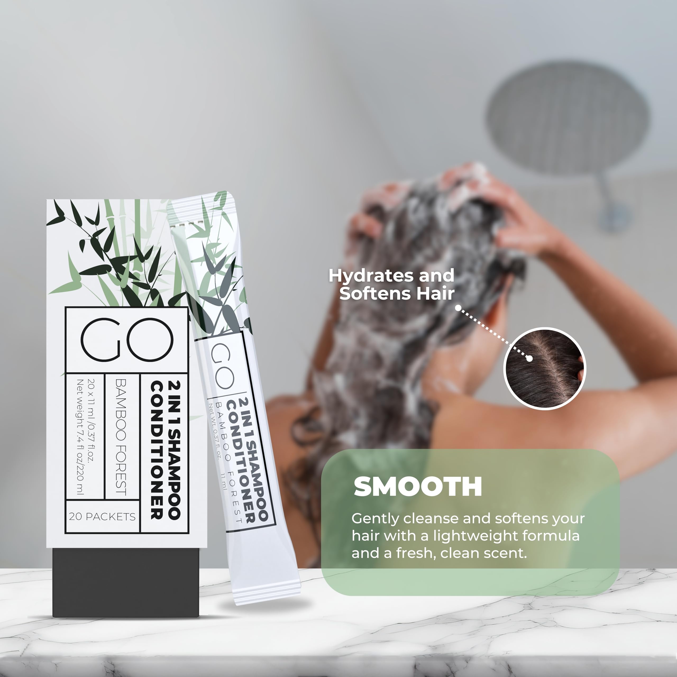 Travel Size Shampoo and Conditioner Set of 20 – 2 in 1 Single Use Travel Shampoo and Conditioner (Sulfate Free) - Hotel Amenities, Homeless Care Kit.