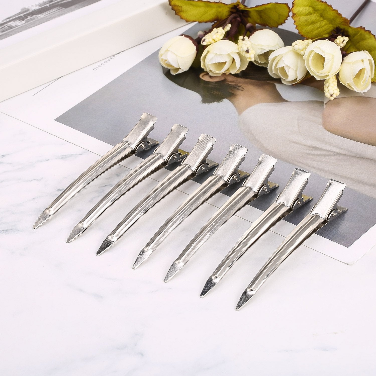 24 Pieces 3.5 inches Metal Curl Clips Duck Bill Sectioning Clips Alligator Hair Clips