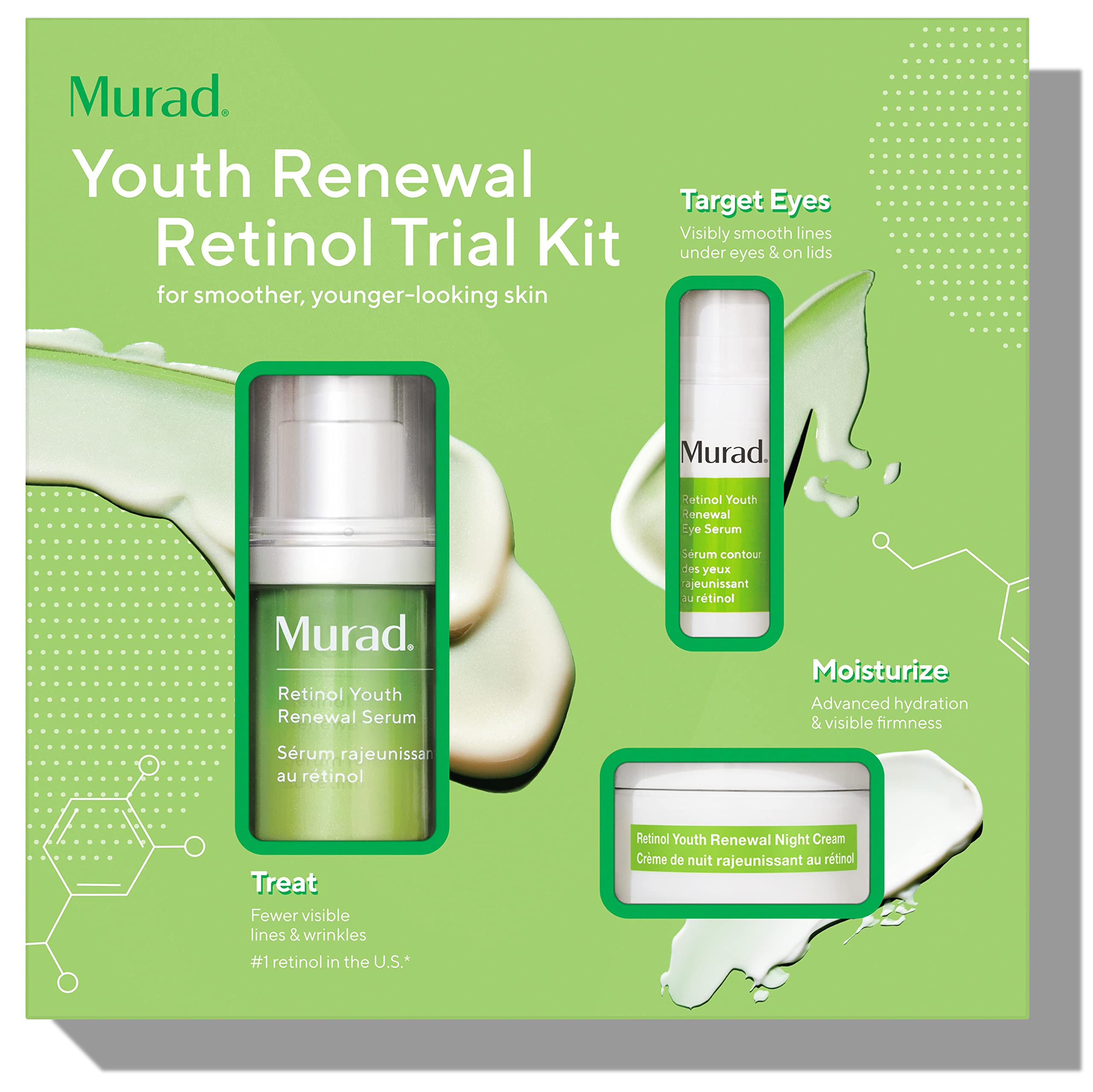 Murad Youth Renewal Retinol Trial Kit ââ‚¬â€œ Anti-Aging Retinol Youth Skincare Set with Trial Size Retinol Youth Renewal Serum for Face, Retinol Eye Serum & Retinol Night Cream - Anti-Aging Creams