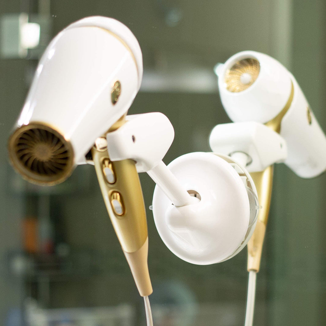 Hands Free Hair Dryer Holder - Patented Blow Drying Wall Mount Design - Stand Adjusts and Swivels