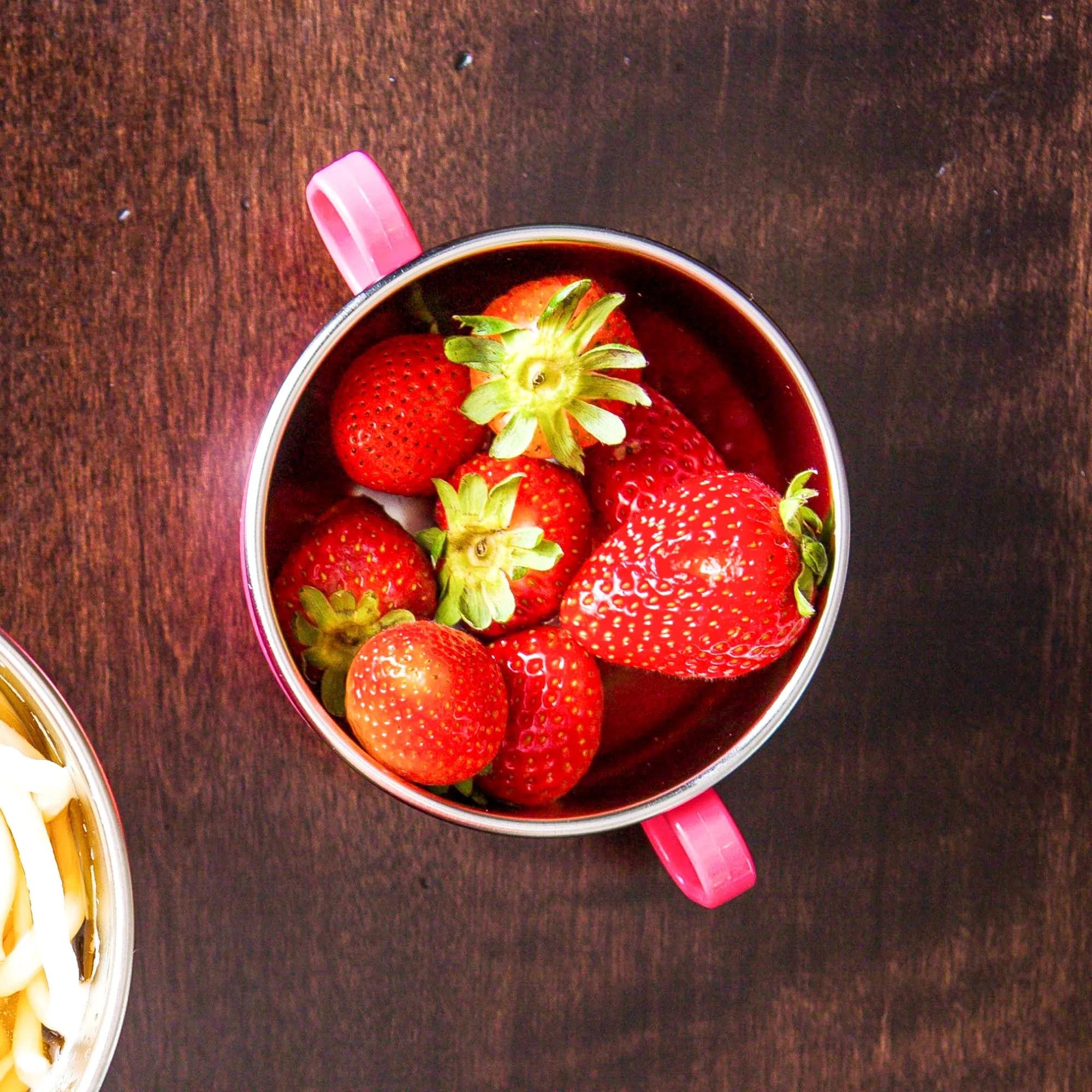 Innobaby Din Din Smart Stainless Steel 11 oz Feeding Bowl with Handles for Babies, Toddlers and Kids. BPA Free, Pink